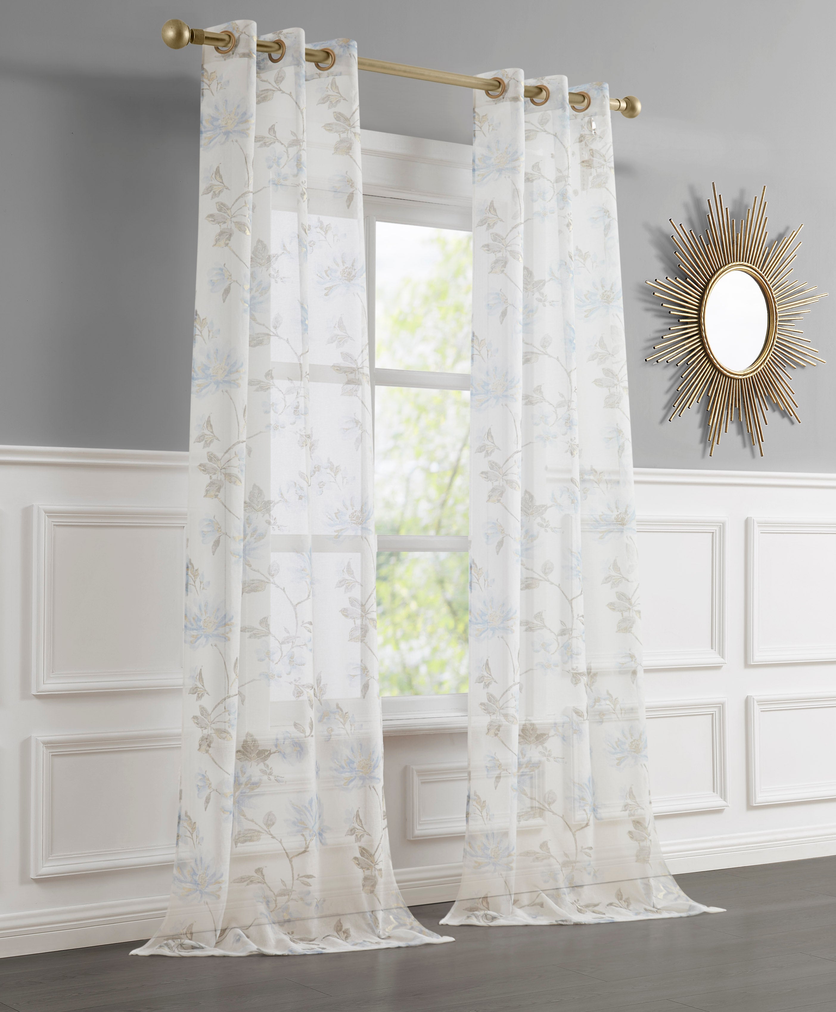 Dainty Home Jacqueline Linen Textured Metallic Light Filtering Grommet Curtain Panel Pair