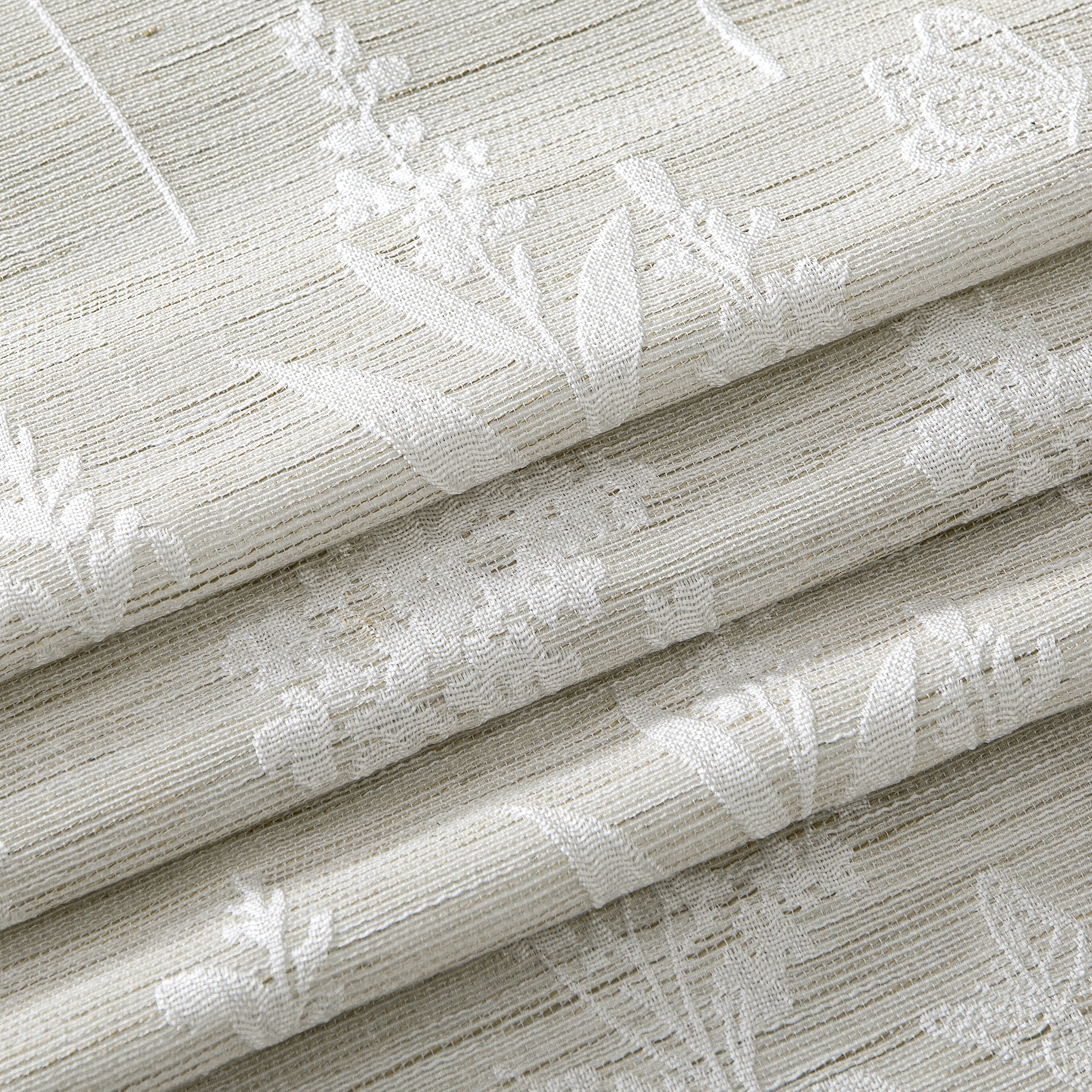 Dainty Home Justina Botanical Leaf Pattern Textured Soft Linen Textured Fabric Shower Curtain, 72" x 72"