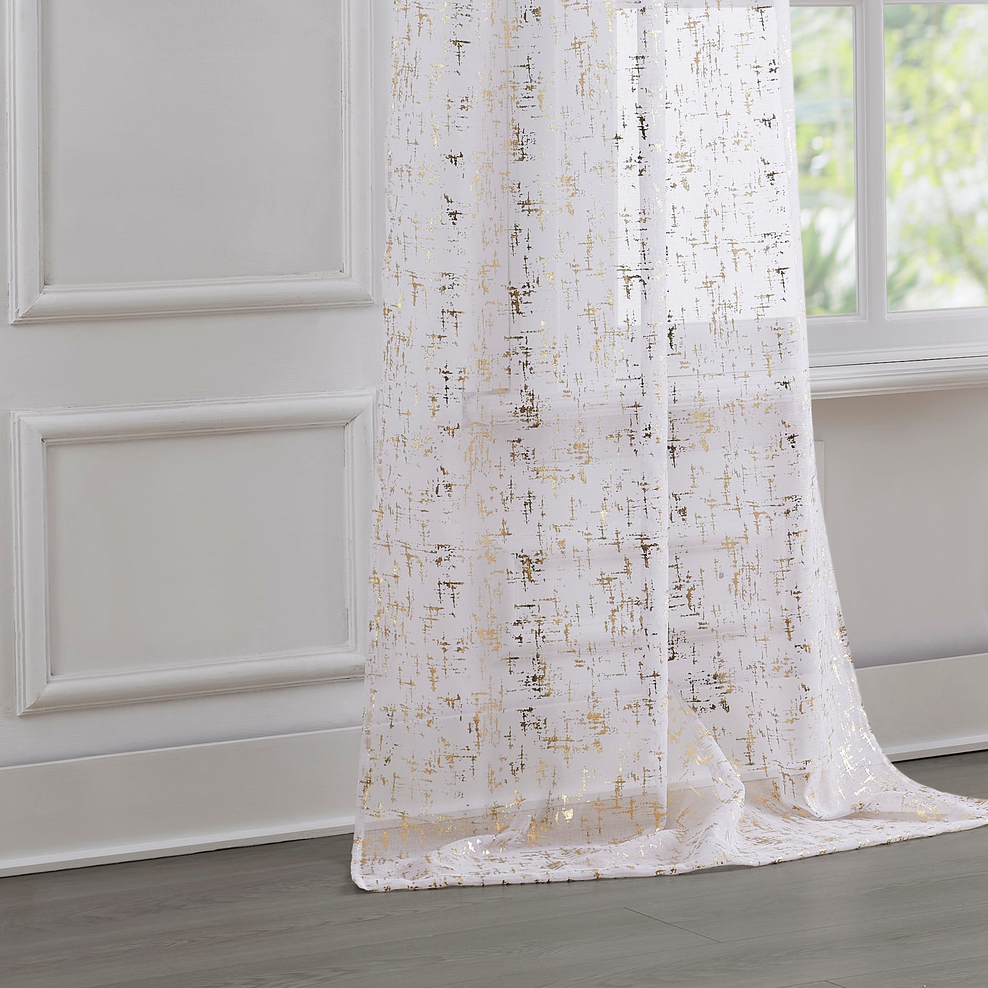 Dainty Home Lindsey Linen Textured Metallic Light Filtering Grommet Curtain Panel Pair