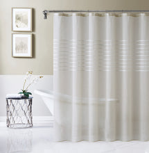Load image into Gallery viewer, Dainty Home Daniella 3D Solid Linen Look Textured Striped 3D Chenille Designed Fabric Shower Curtain
