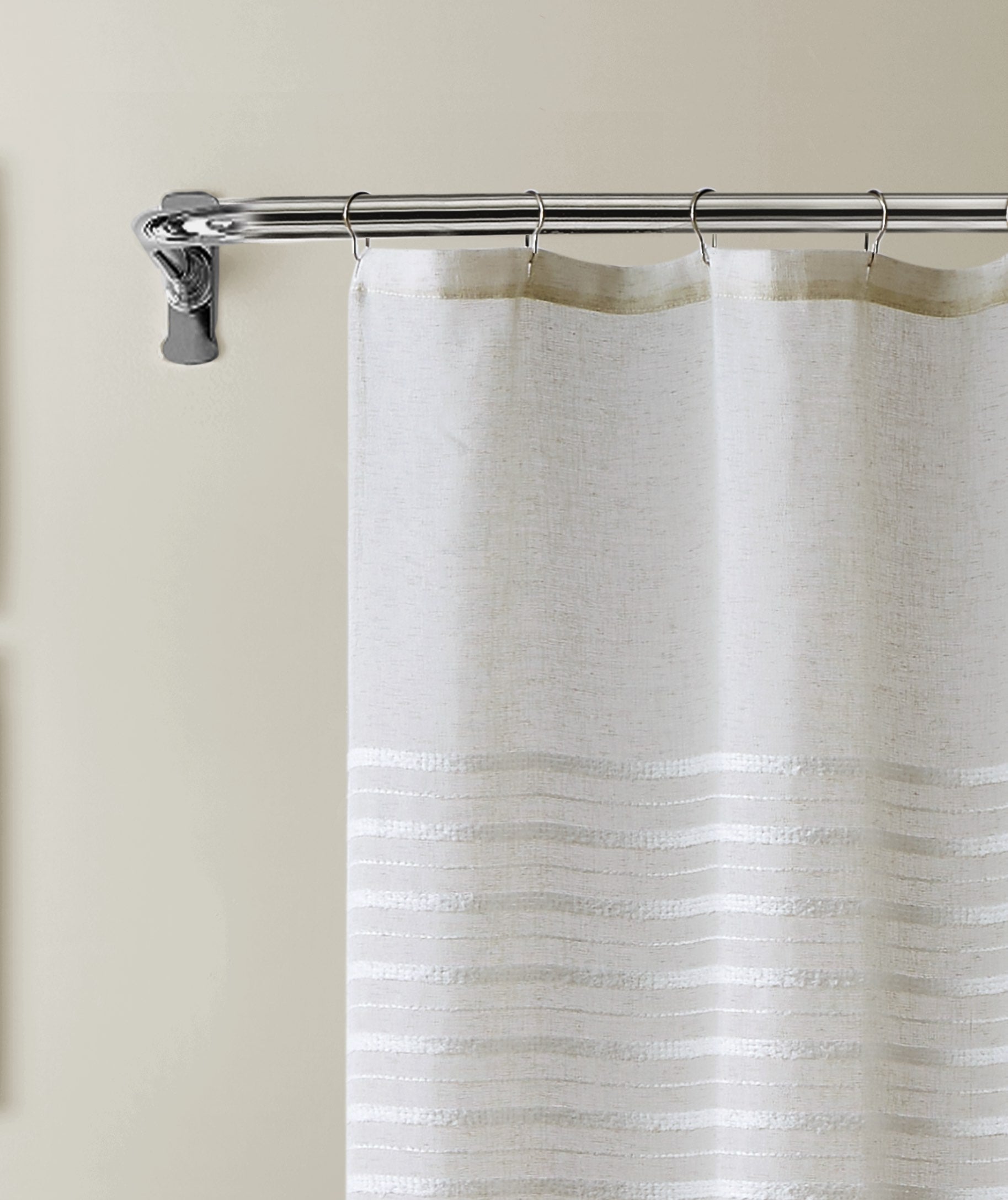 Dainty Home Daniella 3D Solid Linen Look Textured Striped 3D Chenille Designed Fabric Shower Curtain