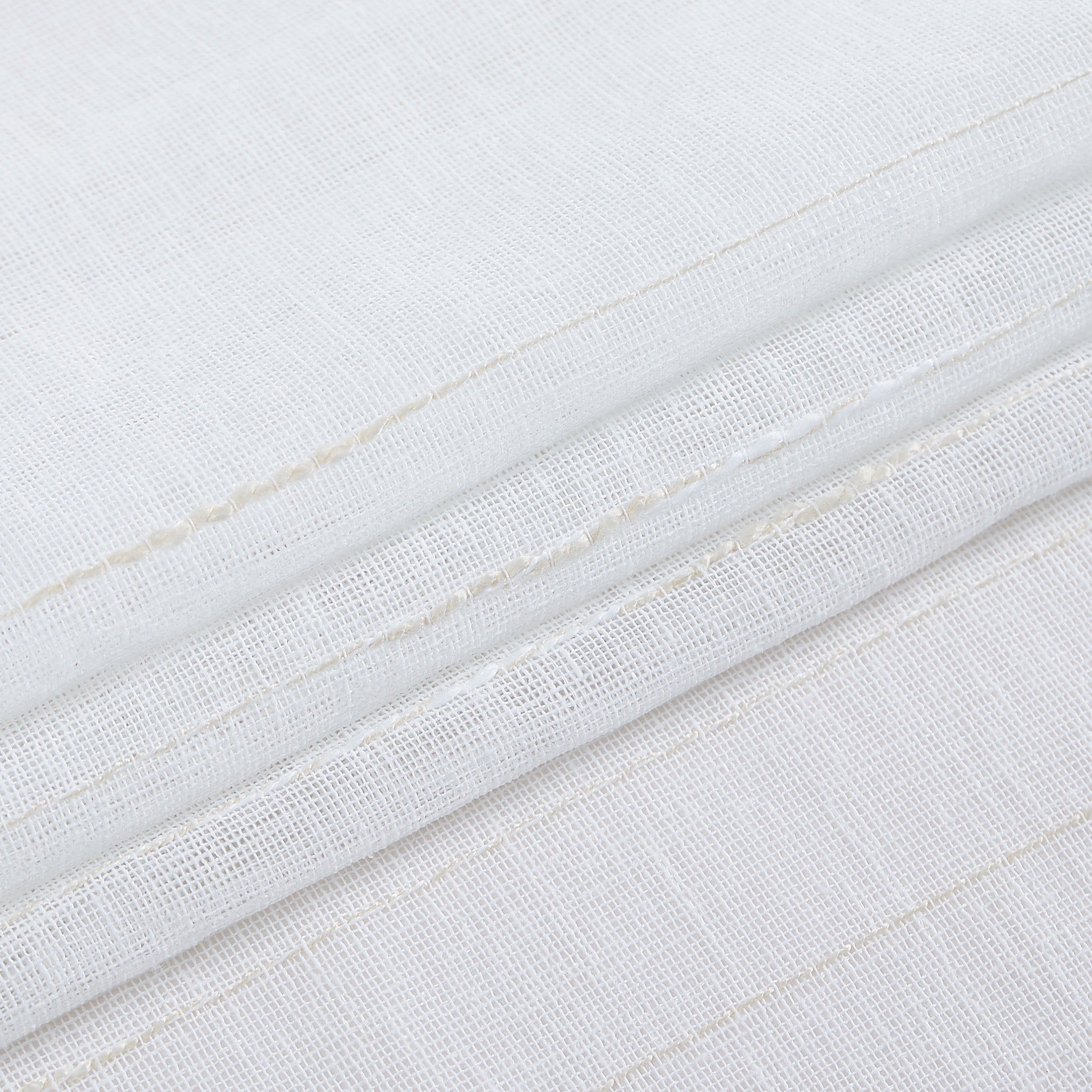 Dainty Home Lisa 3D Linen Textured Weaved Linen Look Striped Designed Fabric Shower Curtain