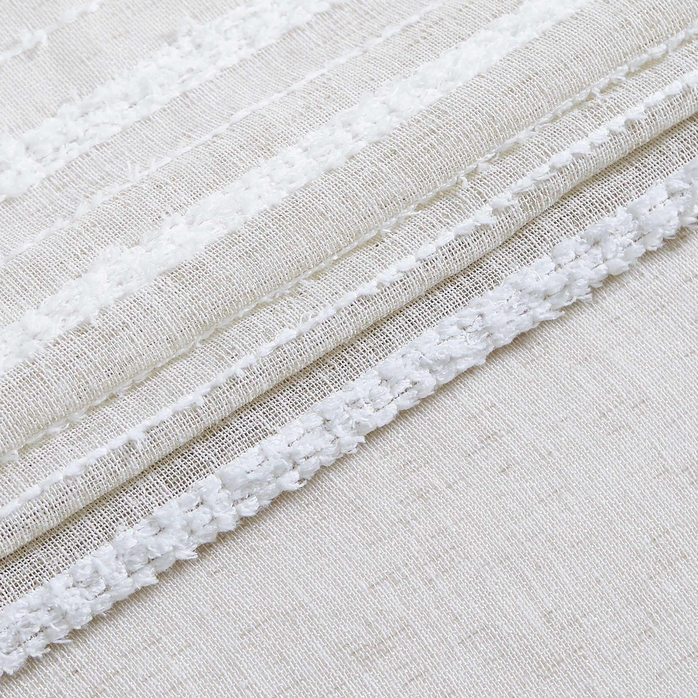 Dainty Home Daniella 3D Solid Linen Look Textured Striped 3D Chenille Designed Fabric Shower Curtain