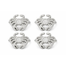 Load image into Gallery viewer, Dainty Home Crab Napkin Rings Set of 4, Silver Metal Table Decor
