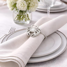 Load image into Gallery viewer, Dainty Home Crab Napkin Rings Set of 4, Silver Metal Table Decor

