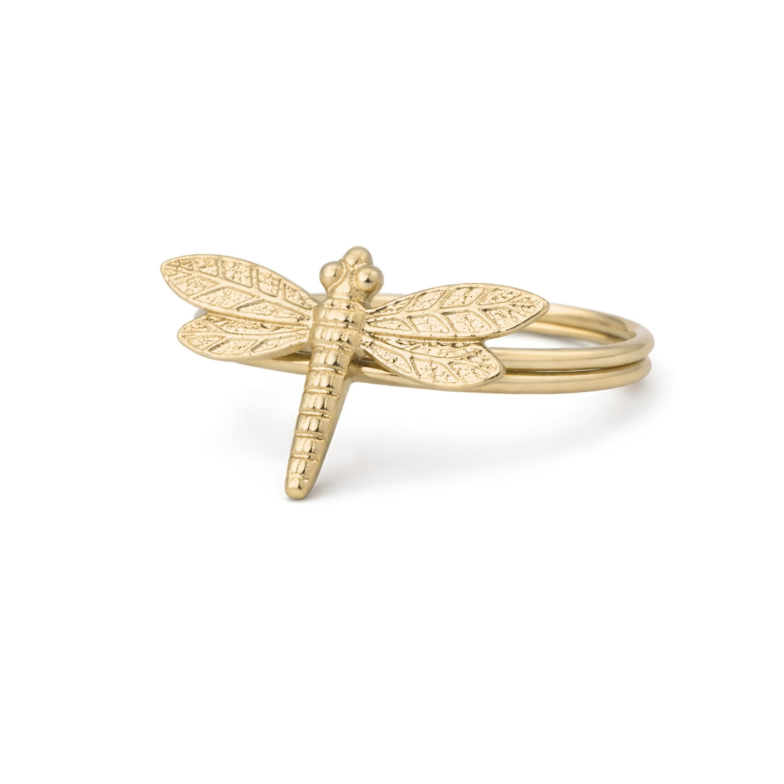 Dainty Home Dragonfly Napkin Rings Set of 4, Gold Metal Table Decor