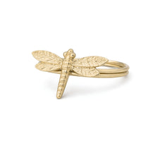 Load image into Gallery viewer, Dainty Home Dragonfly Napkin Rings Set of 4, Gold Metal Table Decor
