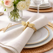 Load image into Gallery viewer, Dainty Home Dragonfly Napkin Rings Set of 4, Gold Metal Table Decor
