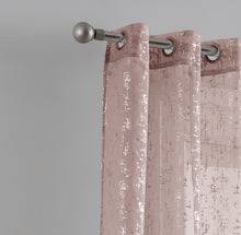 Load image into Gallery viewer, Dainty Home Lindsey Linen Textured Metallic Light Filtering Grommet Curtain Panel Pair
