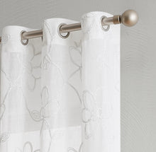 Load image into Gallery viewer, Dainty Home Rita Linen Look Boho Solid Fabric With 3D Floral Chenille Embroidery Light Filtering Grommet Panel Pair
