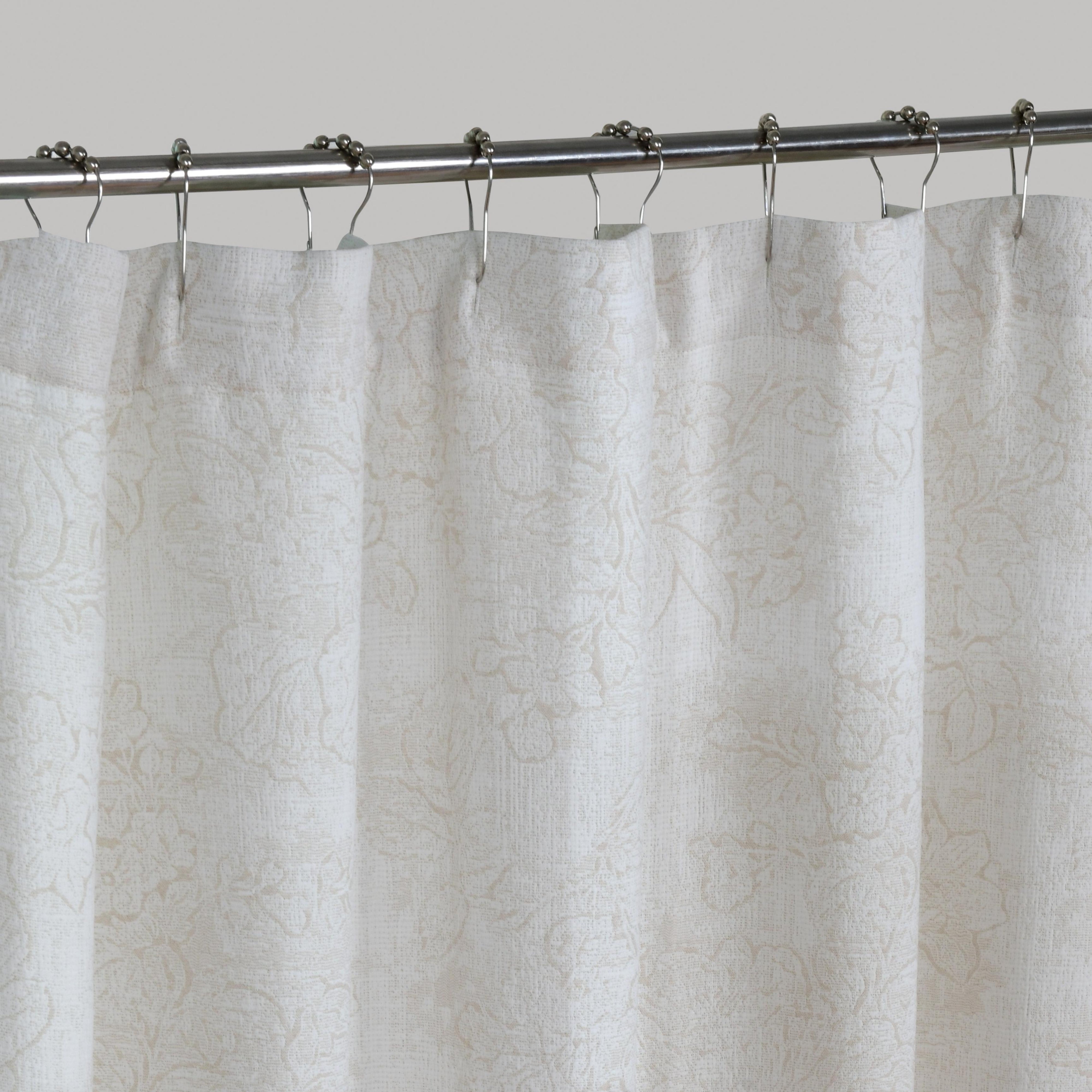 Dainty Home Shelley Heavy Jacquard Floral Textured Fabric Soft Polyester Shower Curtain, 72" x 72"