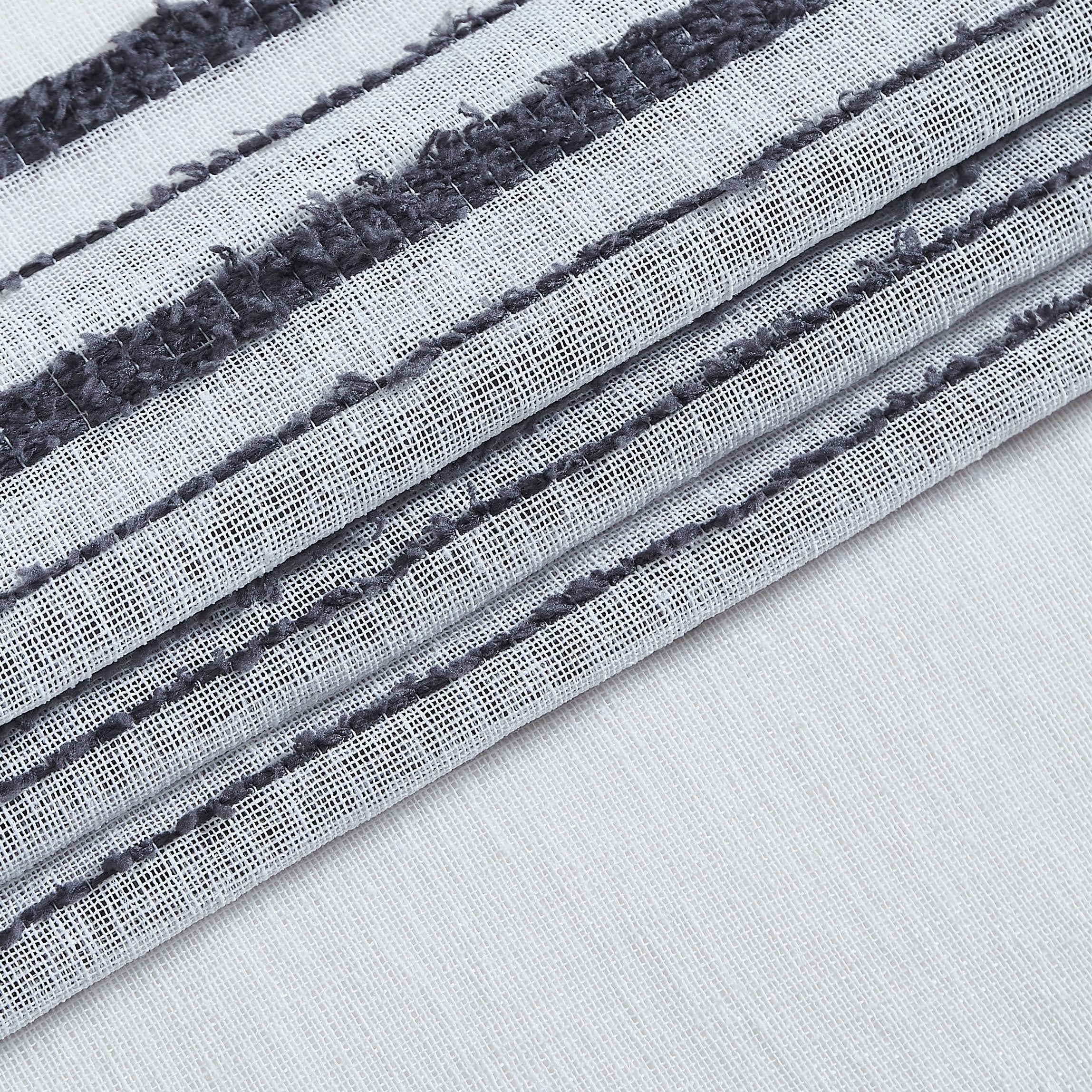 Dainty Home Daniella 3D Solid Linen Look Textured Striped 3D Chenille Designed Fabric Shower Curtain