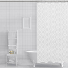 Load image into Gallery viewer, Dainty Home Aurora Modern 3D Chenille Embroidered Diamonds Linen-Look Shower Curtain
