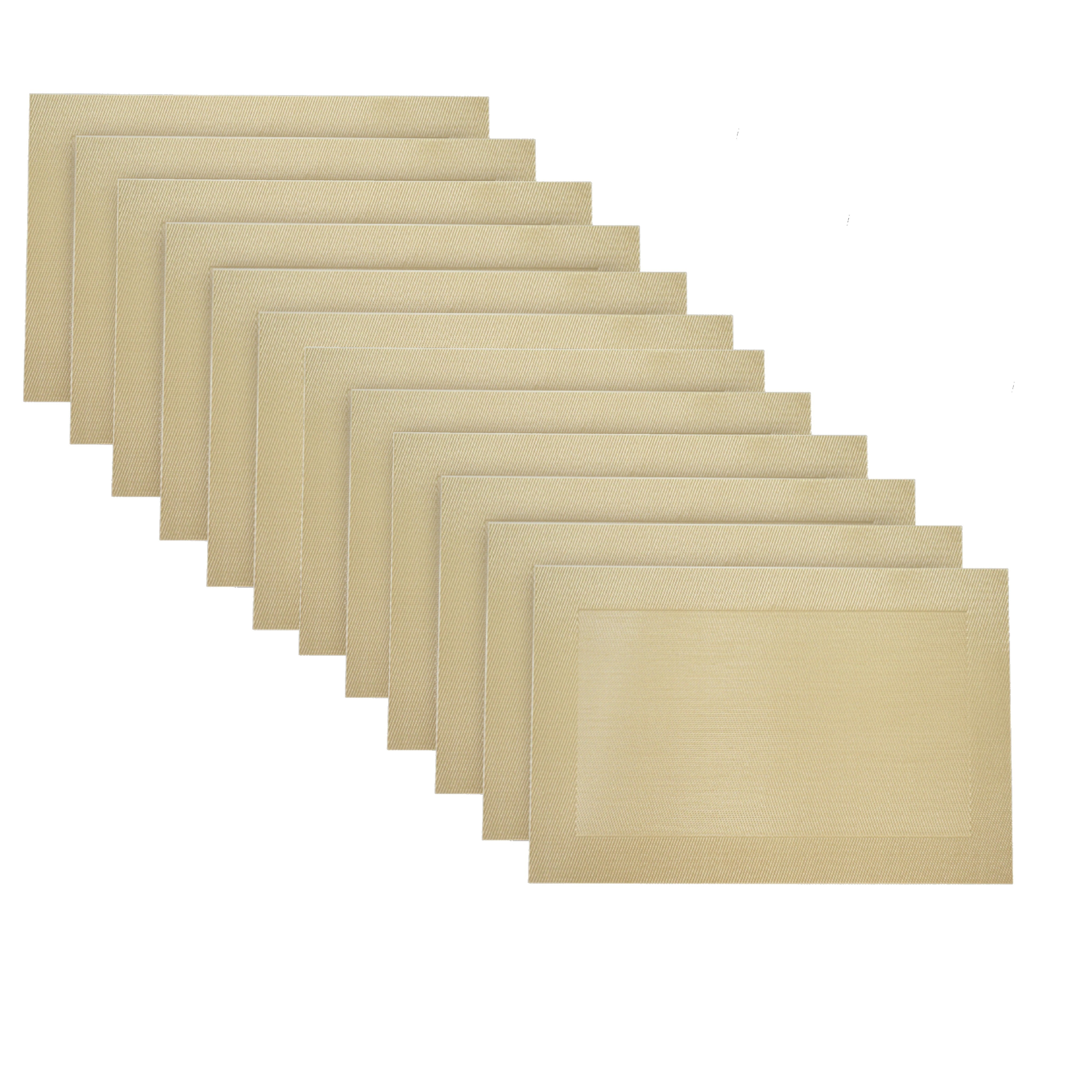Dainty Home Santa Monica Woven Textilene Crossweave With Solid Geometric Pattern Reversible 13" x 19" Rectangular Placemats