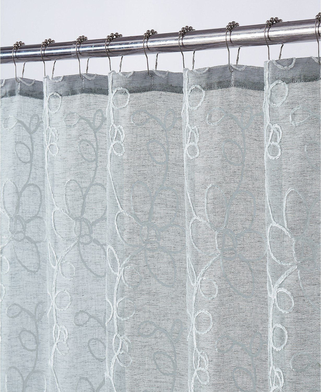 Dainty Home Rita 3D Linen Look Textured Floral 3D Chenille Designed Fabric Shower Curtain