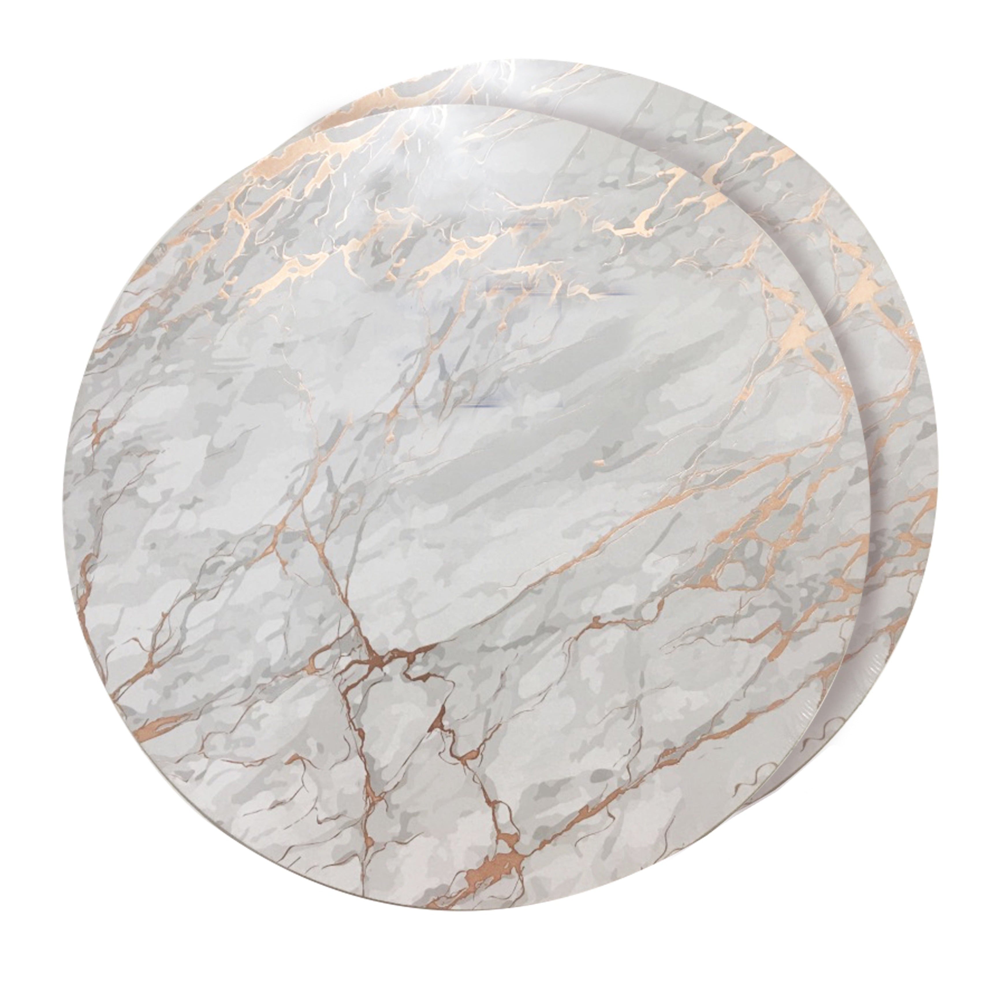 Dainty Home Marble Cork Foil Printed Marble Granite Designed Thick Cork Textured 15" x 15" Round Placemats