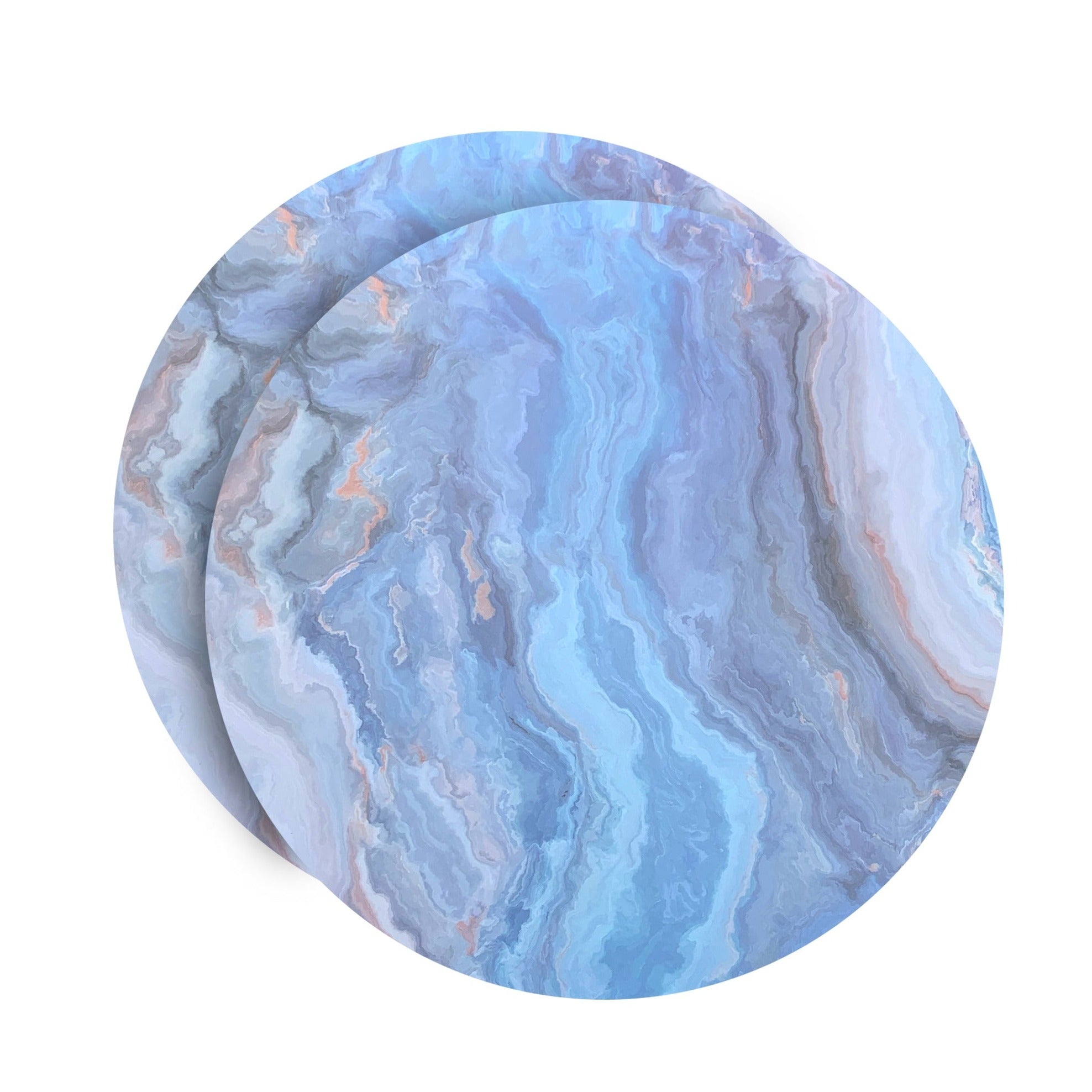 Dainty Home Marble Cork Foil Printed Marble Granite Designed Thick Cork Textured 15" x 15" Round Placemats
