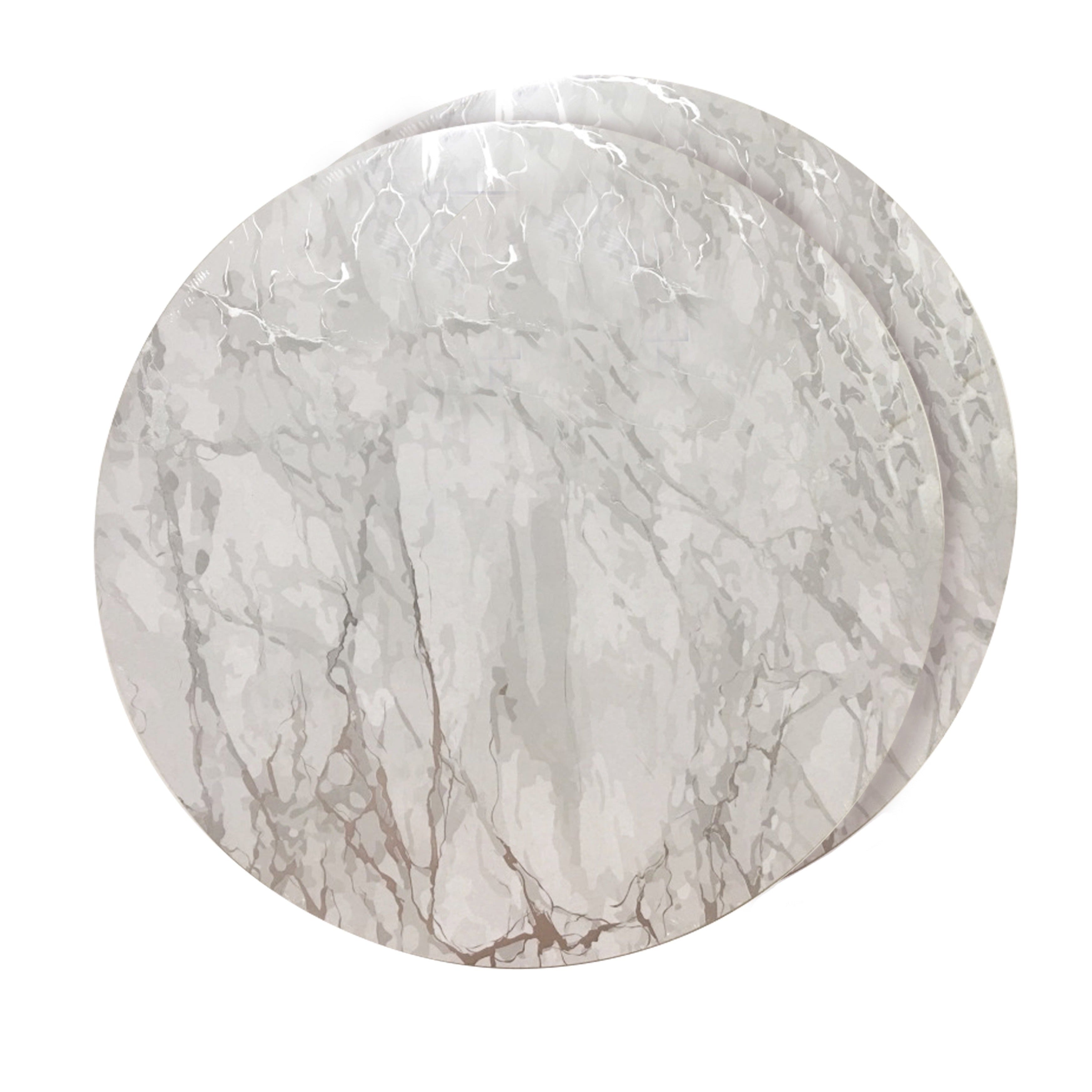 Dainty Home Marble Cork Foil Printed Marble Granite Designed Thick Cork Textured 15" x 15" Round Placemats