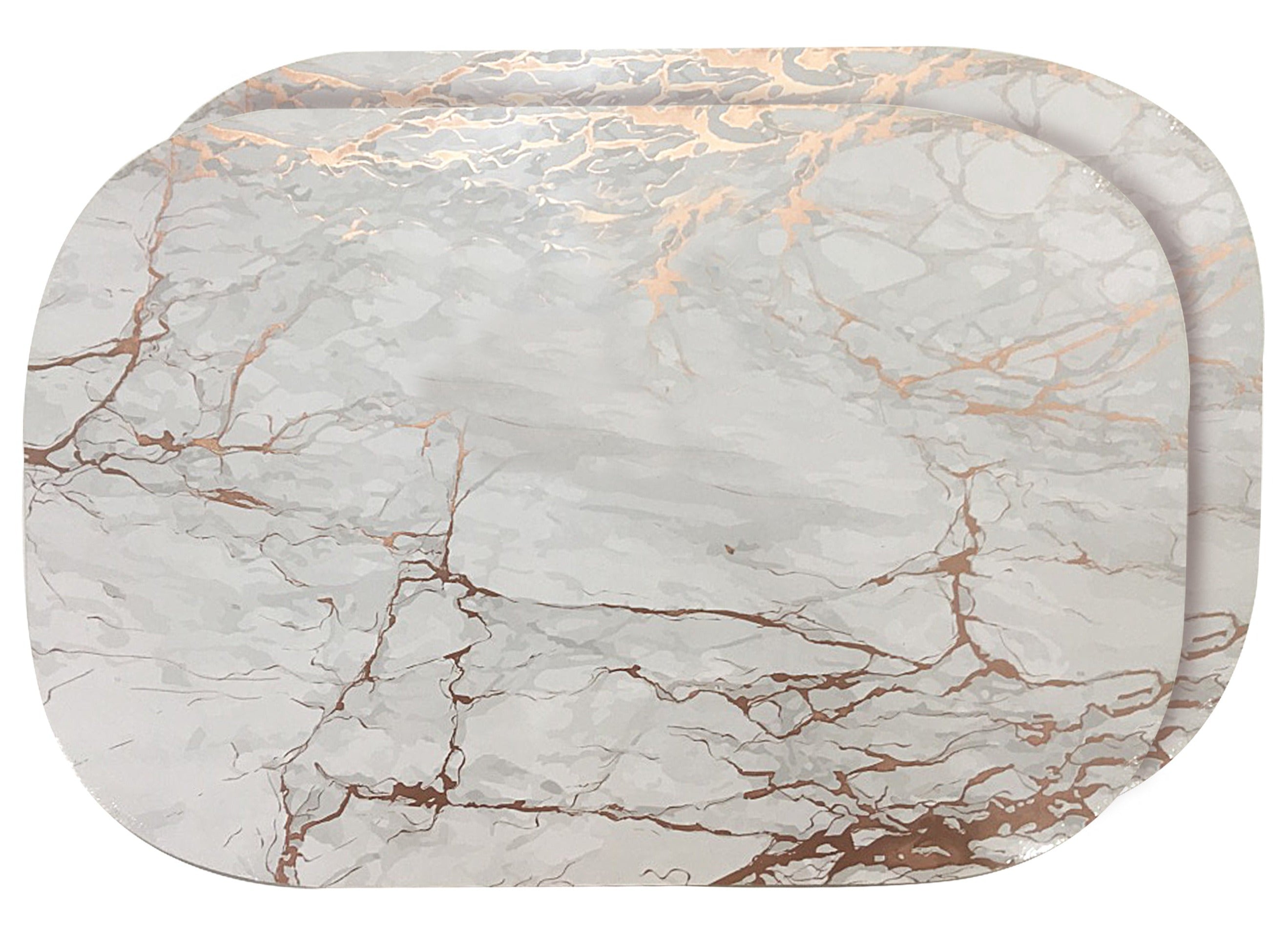 Dainty Home Marble Cork Foil Printed Marble Granite Designed Thick Cork Textured 12" x 18" Oval Placemats