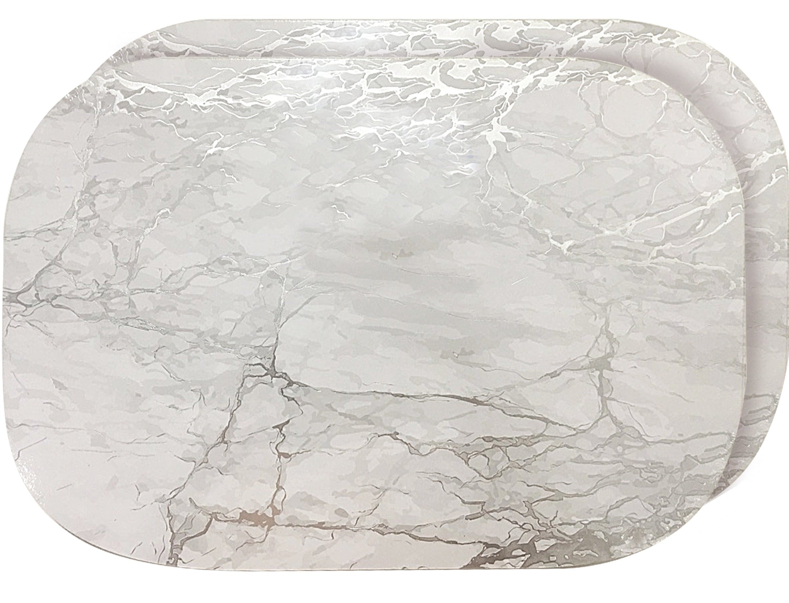 Dainty Home Marble Cork Foil Printed Marble Granite Designed Thick Cork Textured 12" x 18" Oval Placemats