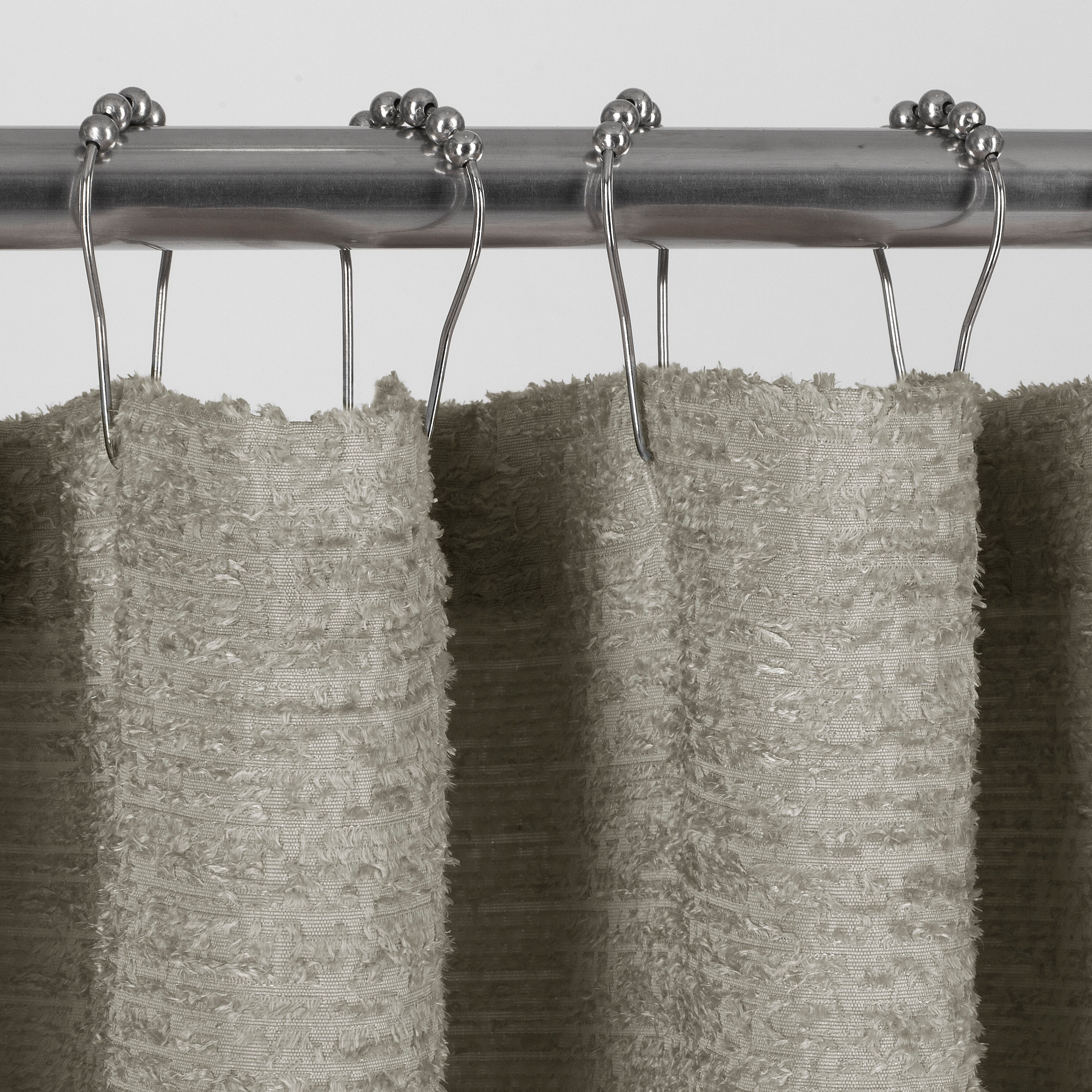 Dainty Home Paris 3D Embossed Textured Chenille Solid Designed Fabric Shower Curtain