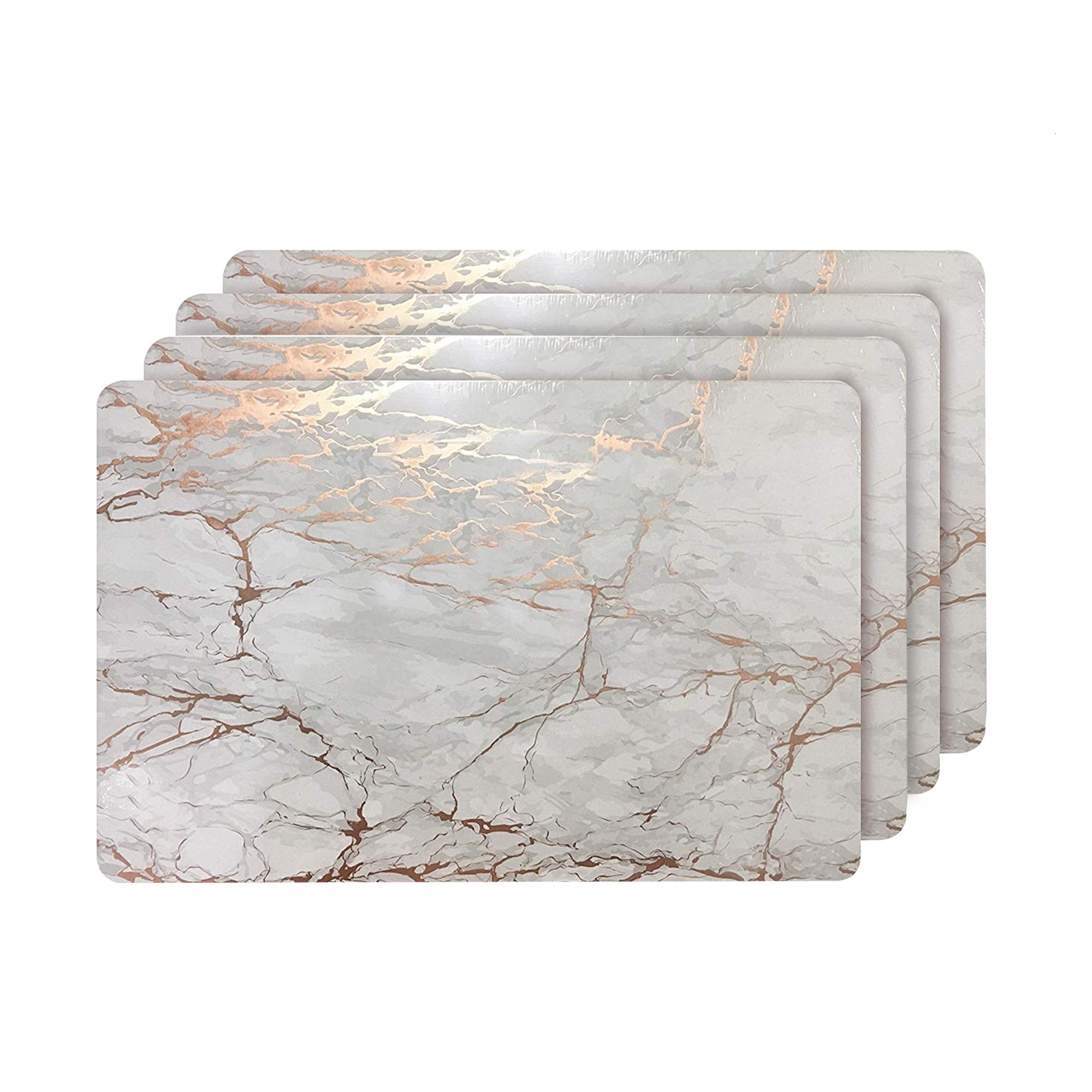 Dainty Home Marble Cork Foil Printed Marble Granite Designed Thick Cork Textured 12" x 18" Rectangular Placemats