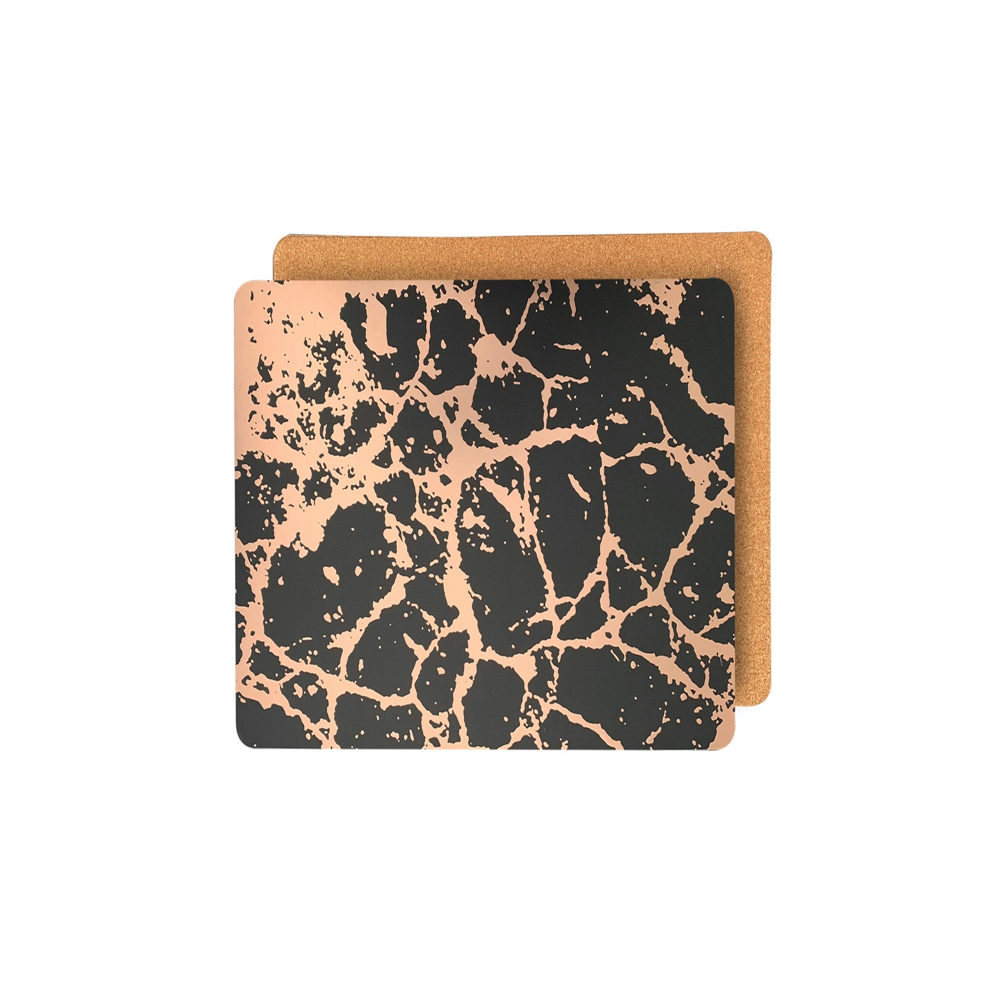 Dainty Home Marble Cork Foil Printed Marble Granite Designed Thick Cork Textured 15" x 15" Square Placemats