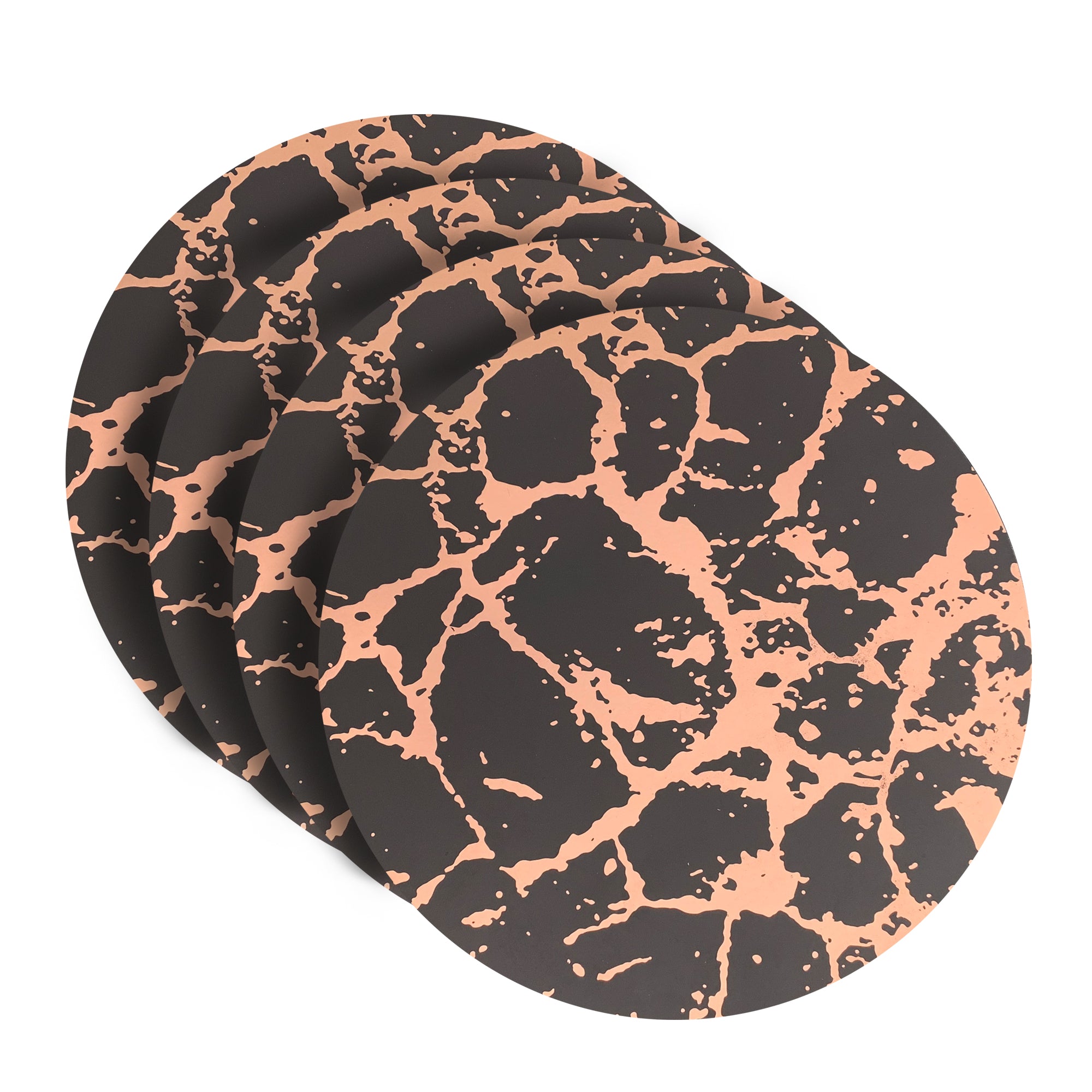 Dainty Home Marble Cork Foil Printed Marble Granite Designed Thick Cork Textured 15" x 15" Round Placemats