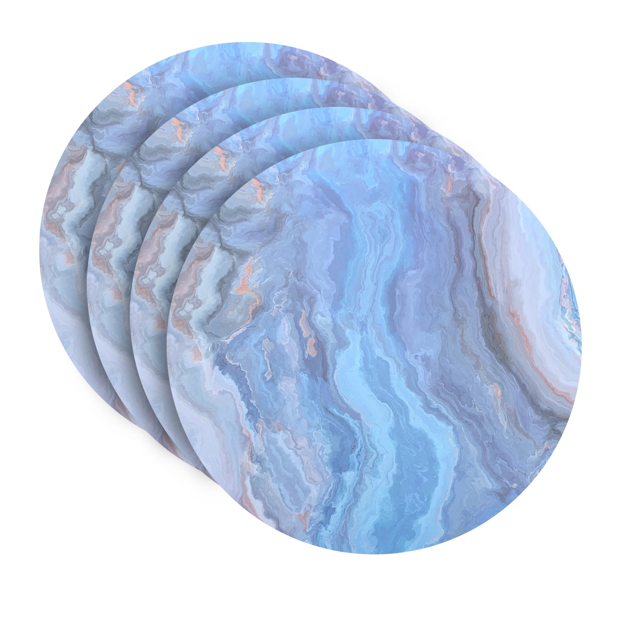 Dainty Home Marble Cork Foil Printed Marble Granite Designed Thick Cork Textured 15" x 15" Round Placemats