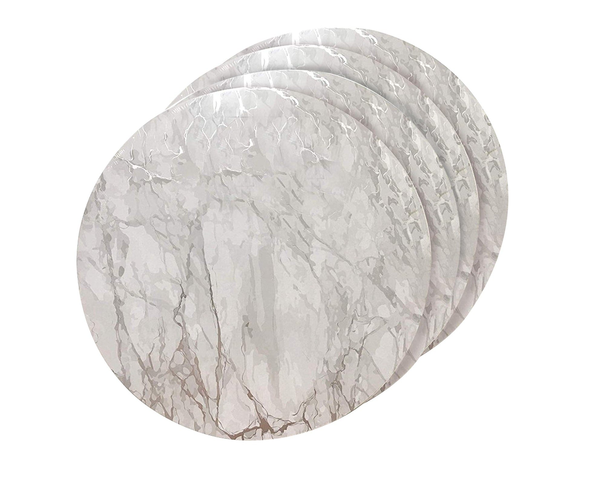 Dainty Home Marble Cork Foil Printed Marble Granite Designed Thick Cork Textured 15" x 15" Round Placemats