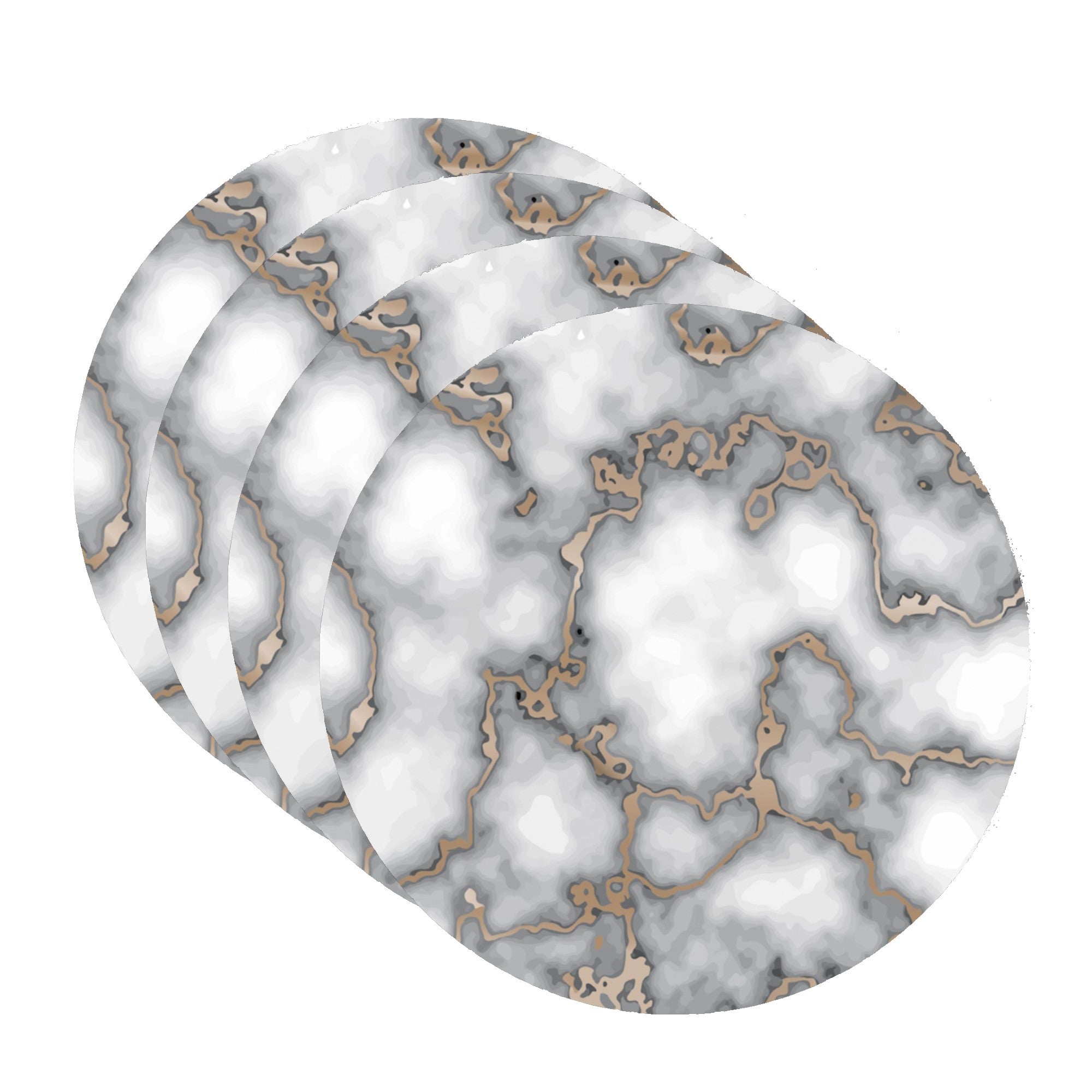 Dainty Home Marble Cork Foil Printed Marble Granite Designed Thick Cork Textured 15" x 15" Round Placemats