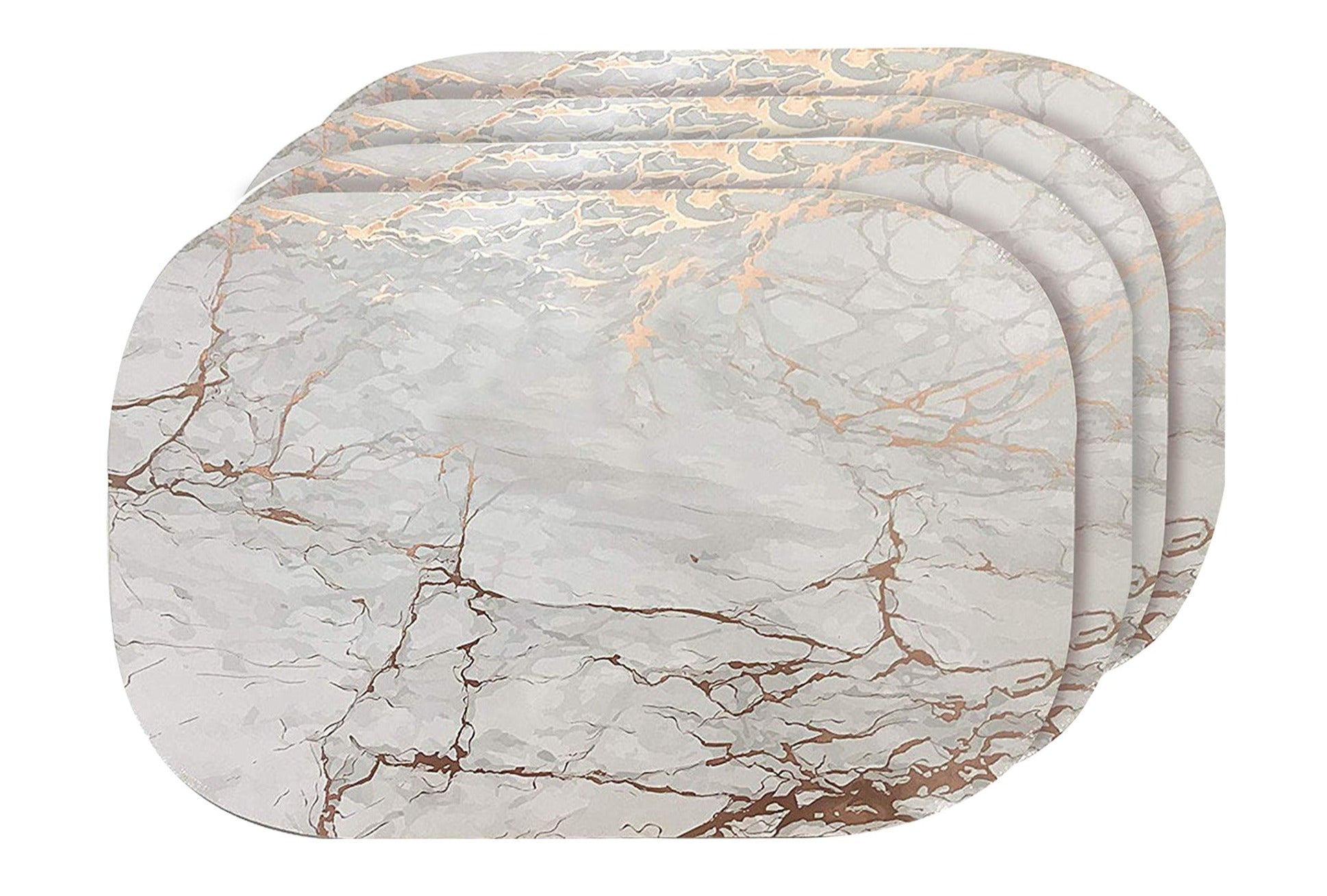 Dainty Home Marble Cork Foil Printed Marble Granite Designed Thick Cork Textured 12" x 18" Oval Placemats