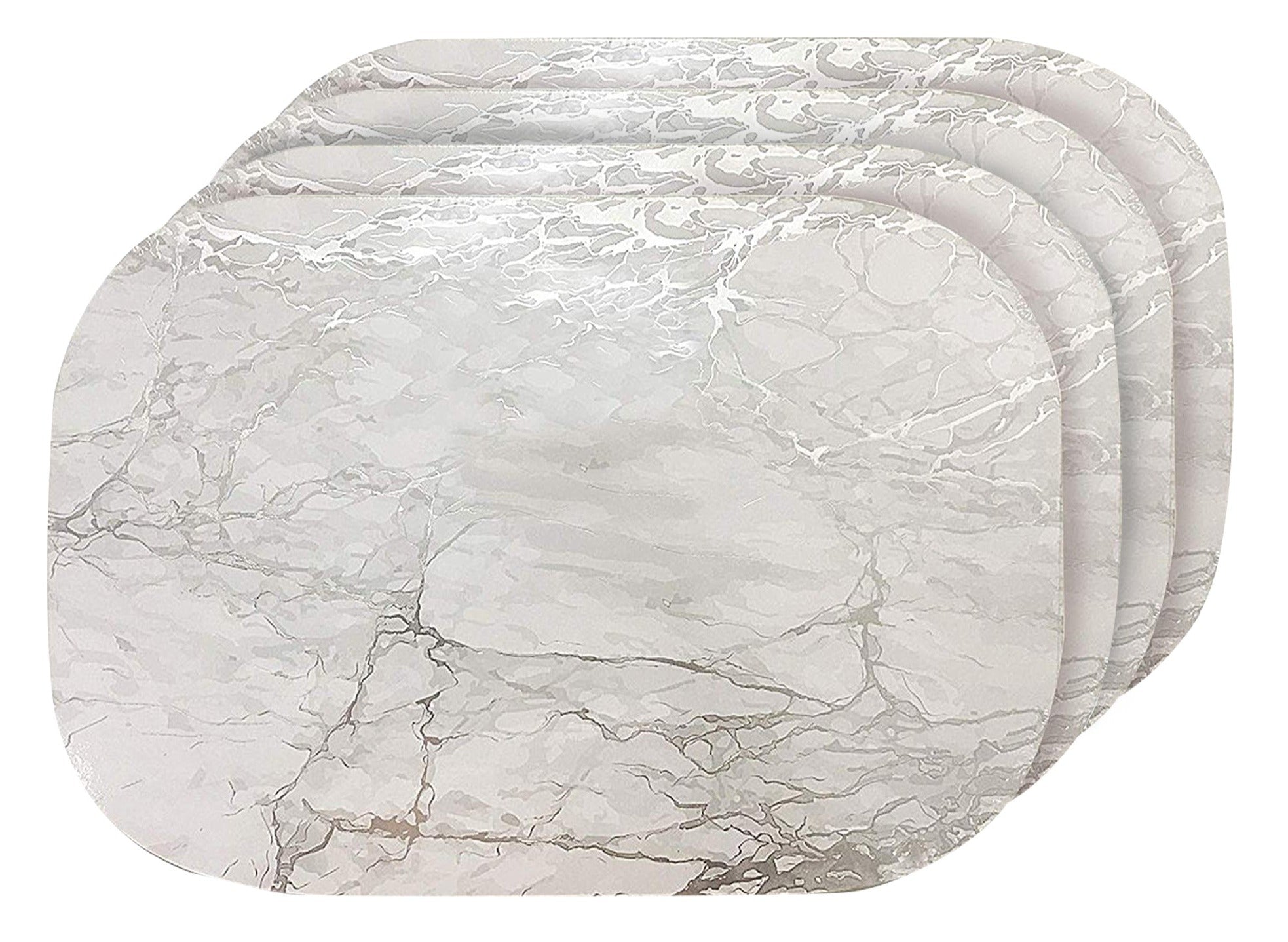 Dainty Home Marble Cork Foil Printed Marble Granite Designed Thick Cork Textured 12" x 18" Oval Placemats