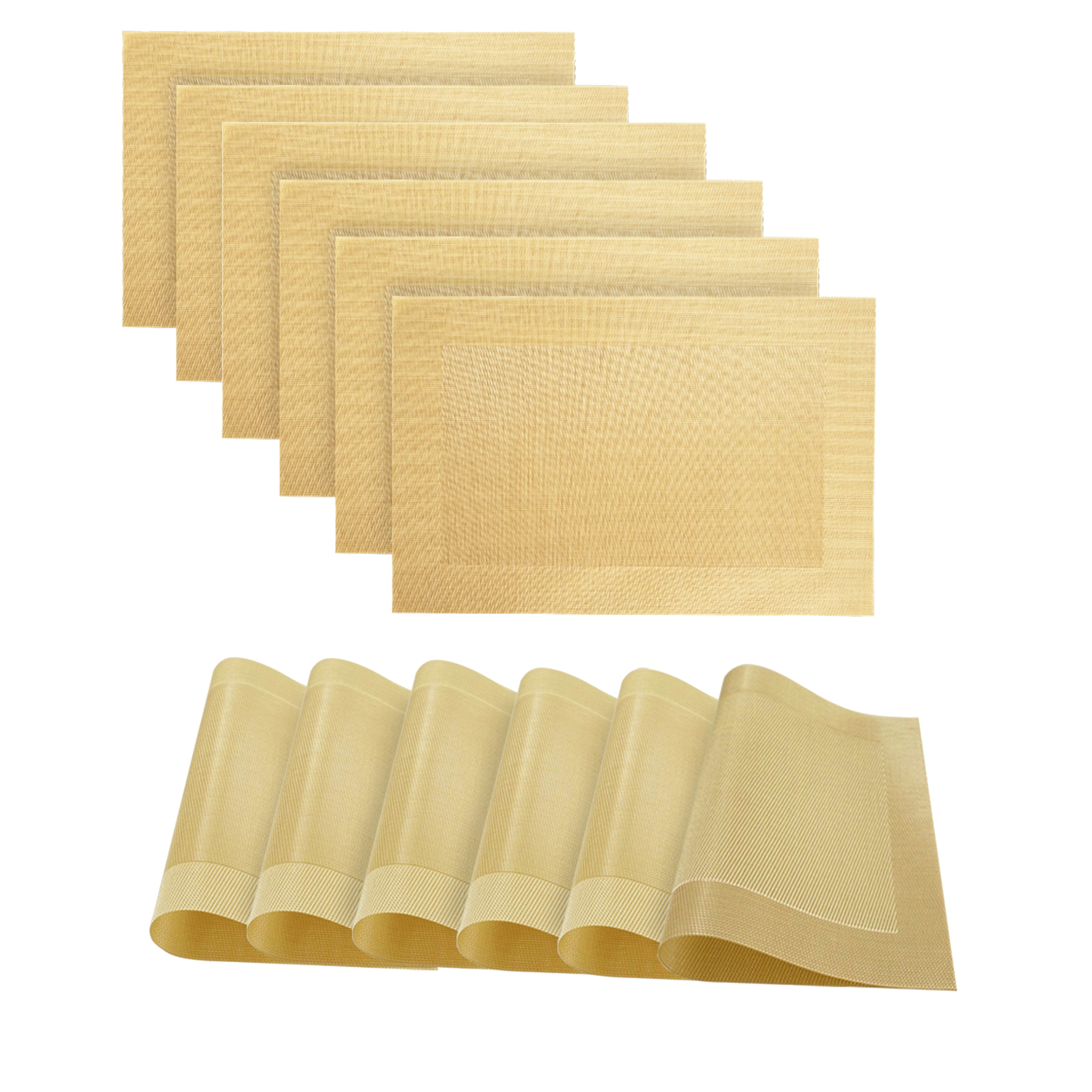 Dainty Home Santa Monica Woven Textilene Crossweave With Solid Geometric Pattern Reversible 13" x 19" Rectangular Placemats