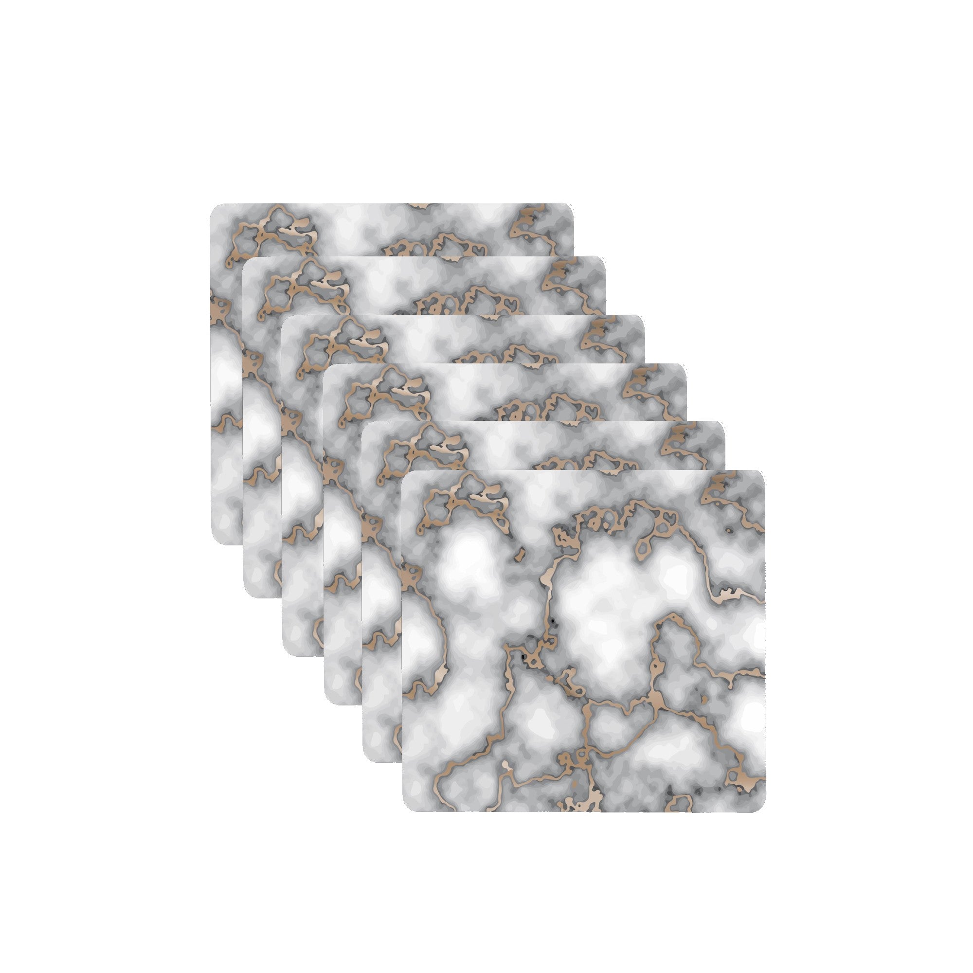 Dainty Home Marble Cork Foil Printed Marble Granite Designed Thick Cork Textured 15" x 15" Square Placemats