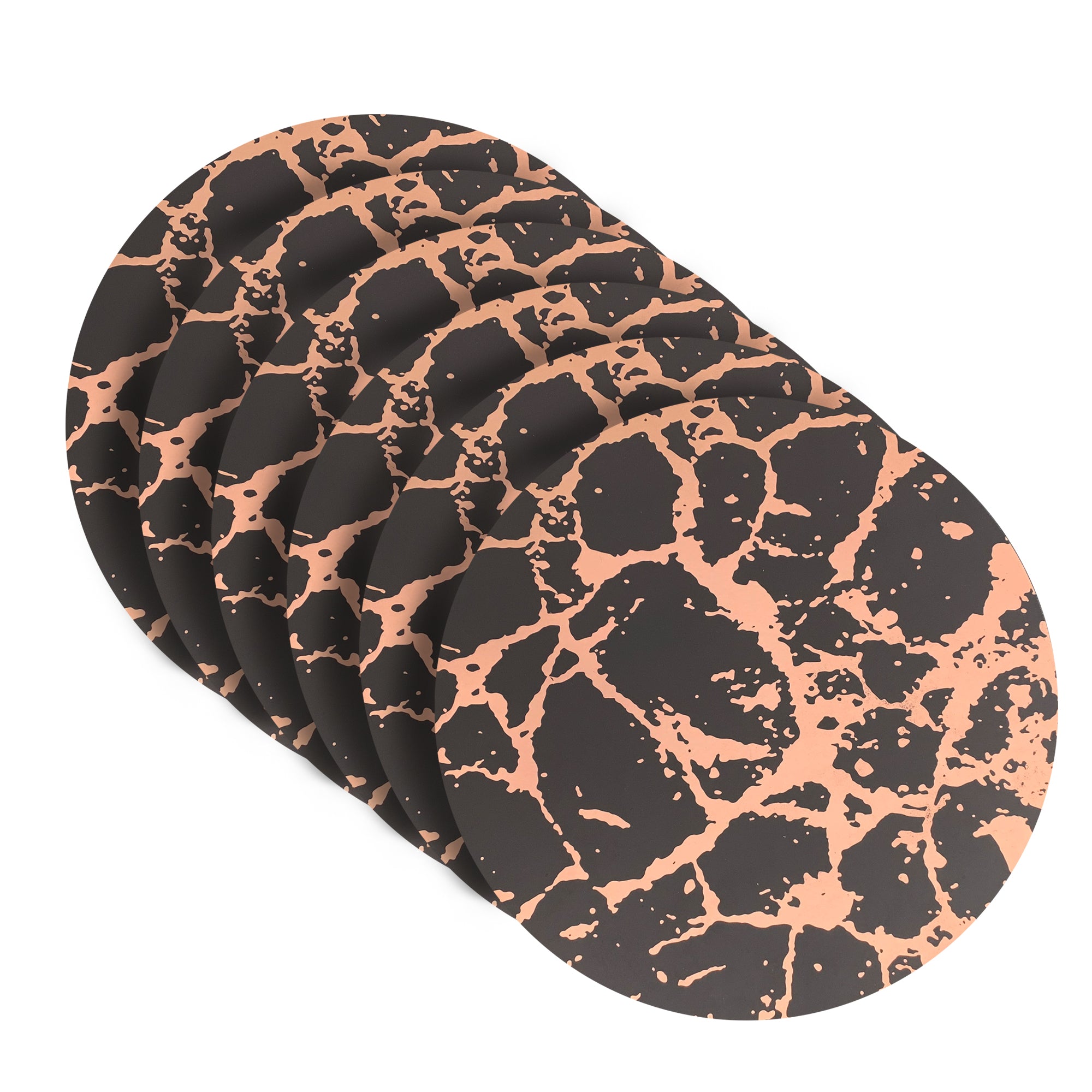Dainty Home Marble Cork Foil Printed Marble Granite Designed Thick Cork Textured 15" x 15" Round Placemats