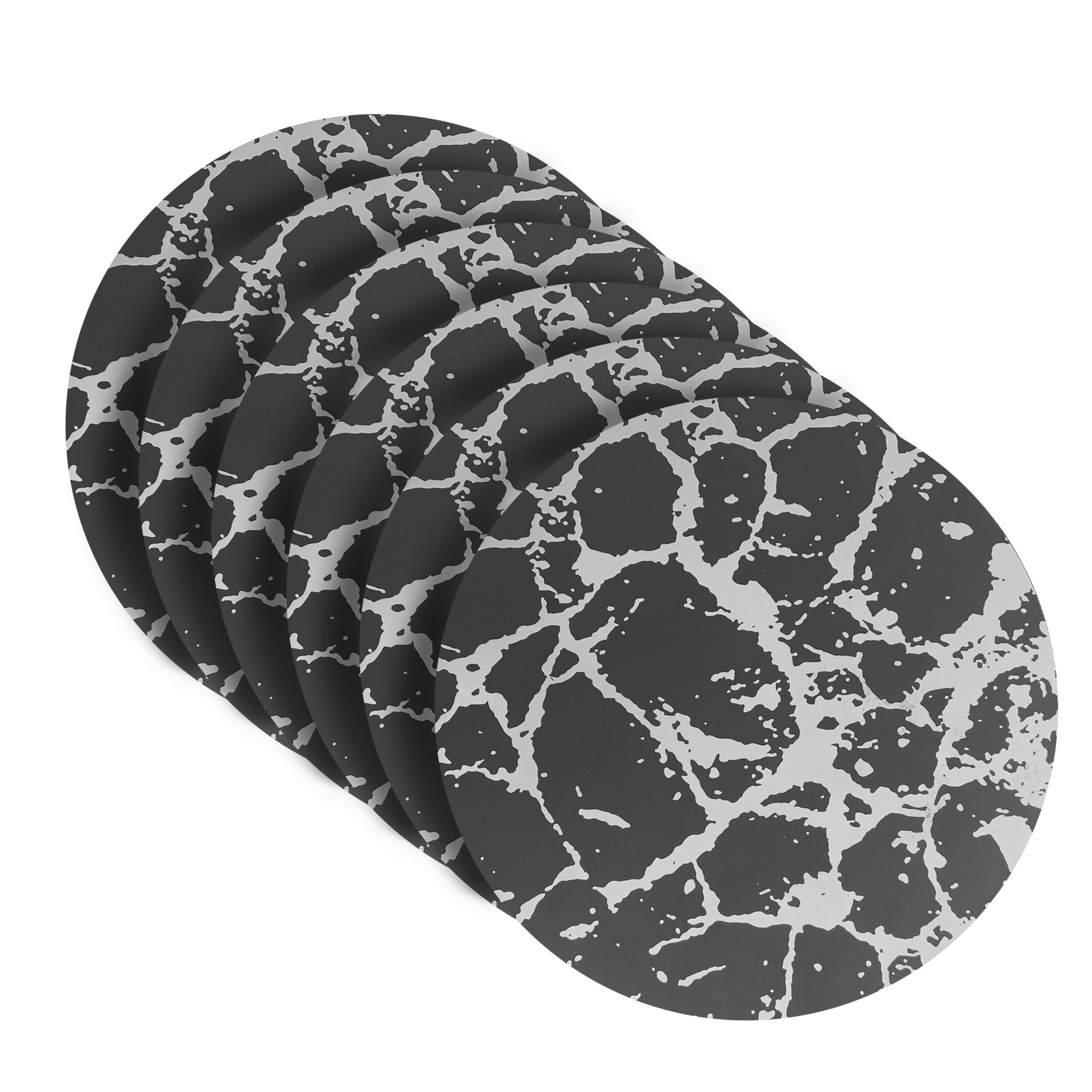 Dainty Home Marble Cork Foil Printed Marble Granite Designed Thick Cork Textured 15" x 15" Round Placemats
