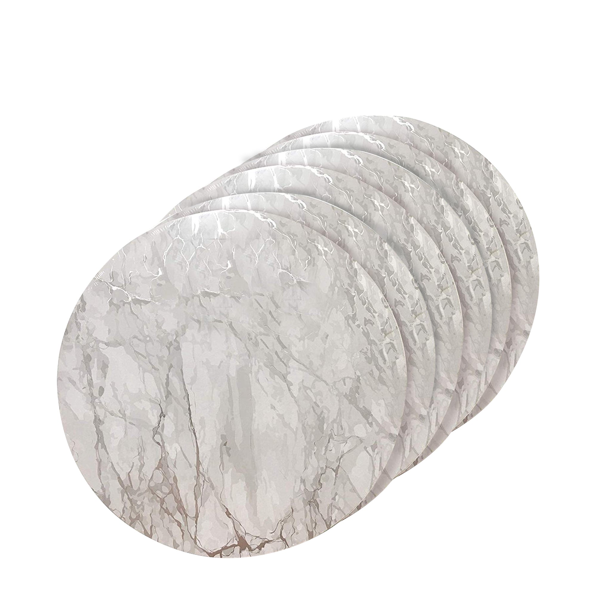 Dainty Home Marble Cork Foil Printed Marble Granite Designed Thick Cork Textured 15" x 15" Round Placemats