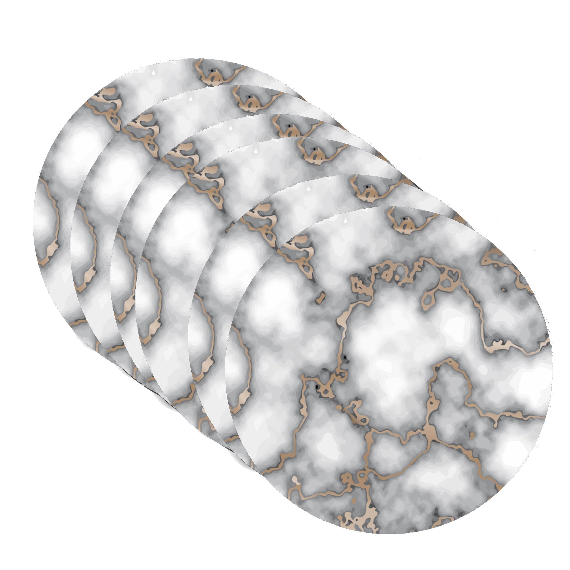Dainty Home Marble Cork Foil Printed Marble Granite Designed Thick Cork Textured 15" x 15" Round Placemats
