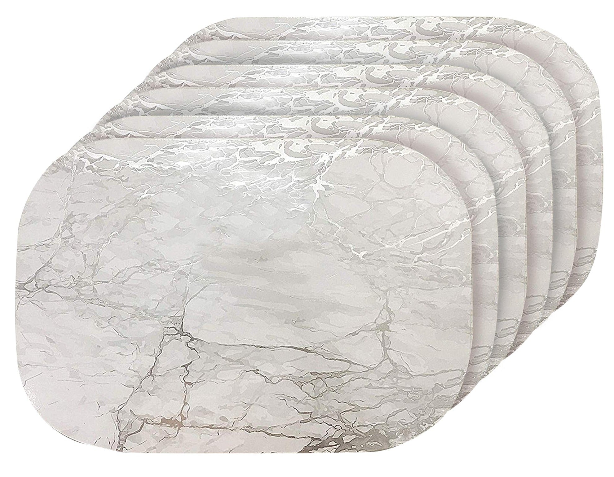 Dainty Home Marble Cork Foil Printed Marble Granite Designed Thick Cork Textured 12" x 18" Oval Placemats