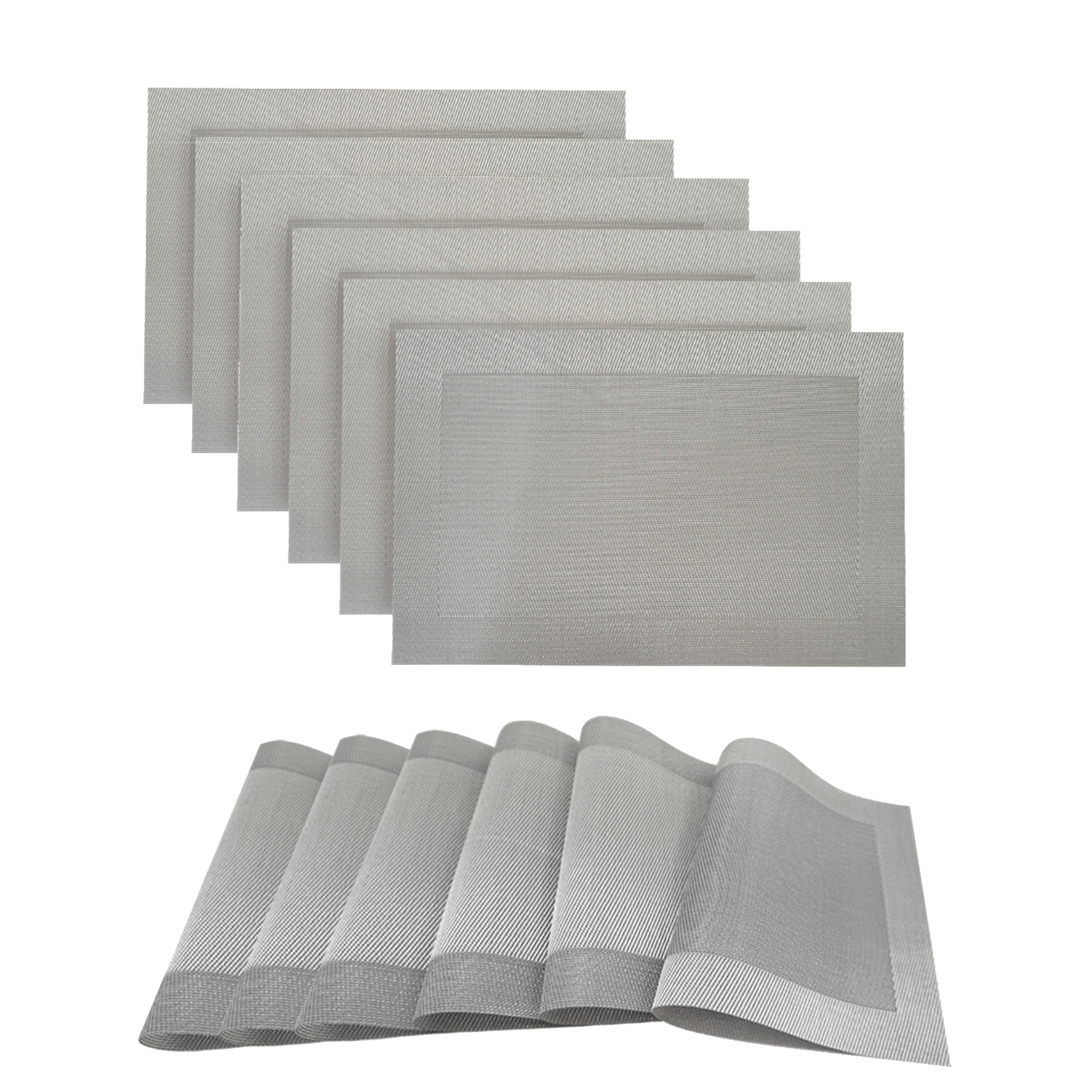 Dainty Home Santa Monica Woven Textilene Crossweave With Solid Geometric Pattern Reversible 13" x 19" Rectangular Placemats