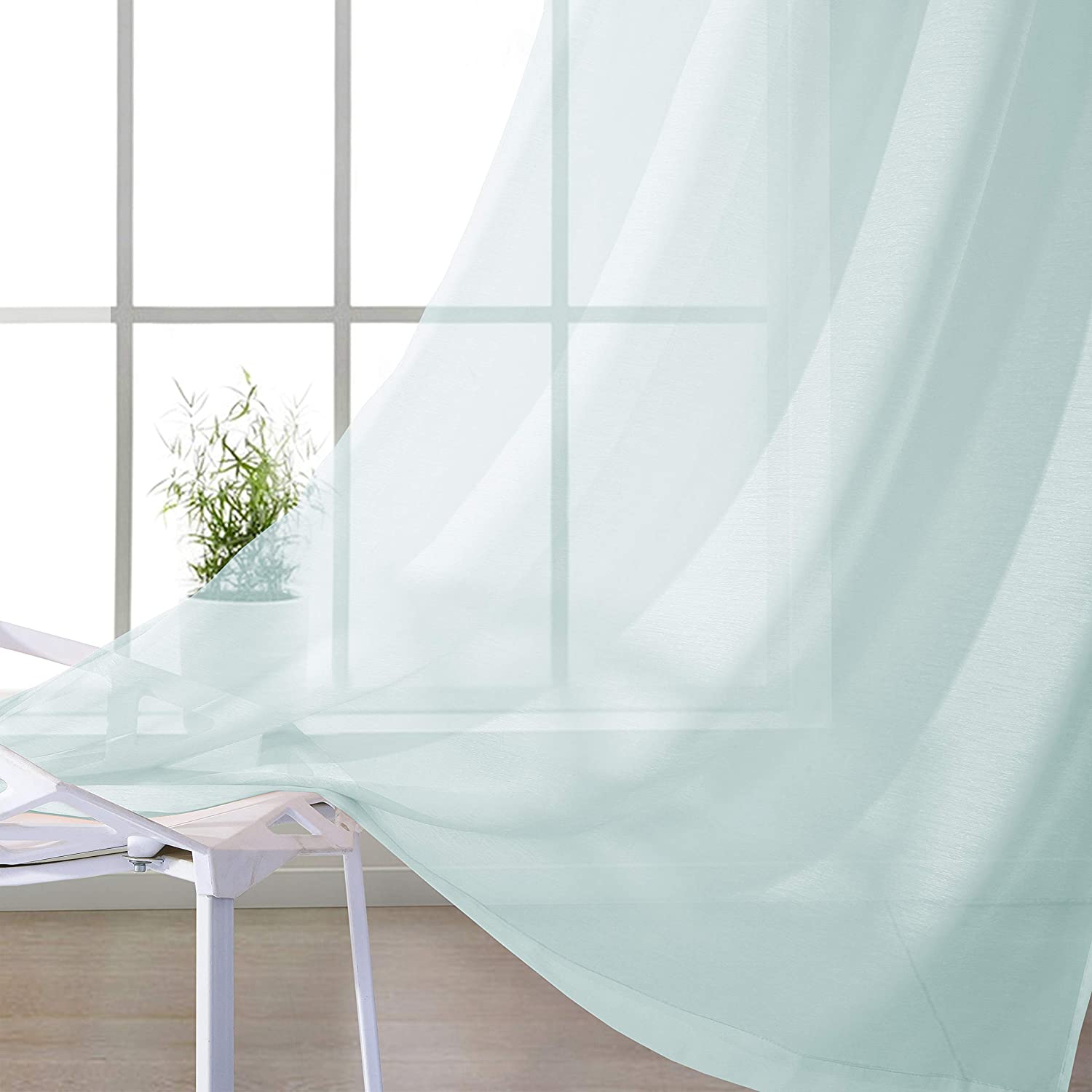 Dainty Home Malibu Solid Airy & Breathable Semi-Sheer Light Filtering Extra Wide Grommet Panel Pair