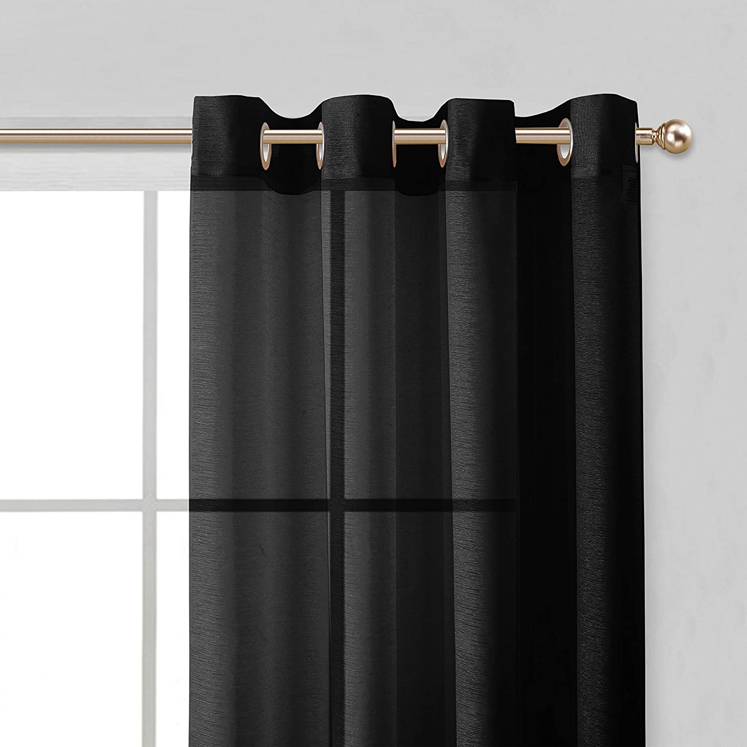 Dainty Home Malibu Solid Airy & Breathable Semi-Sheer Light Filtering Extra Wide Grommet Set Of 4 Window Panels