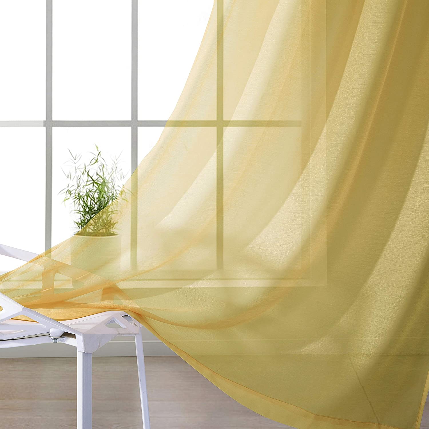 Dainty Home Malibu Solid Airy & Breathable Semi-Sheer Light Filtering Extra Wide Grommet Panel Pair