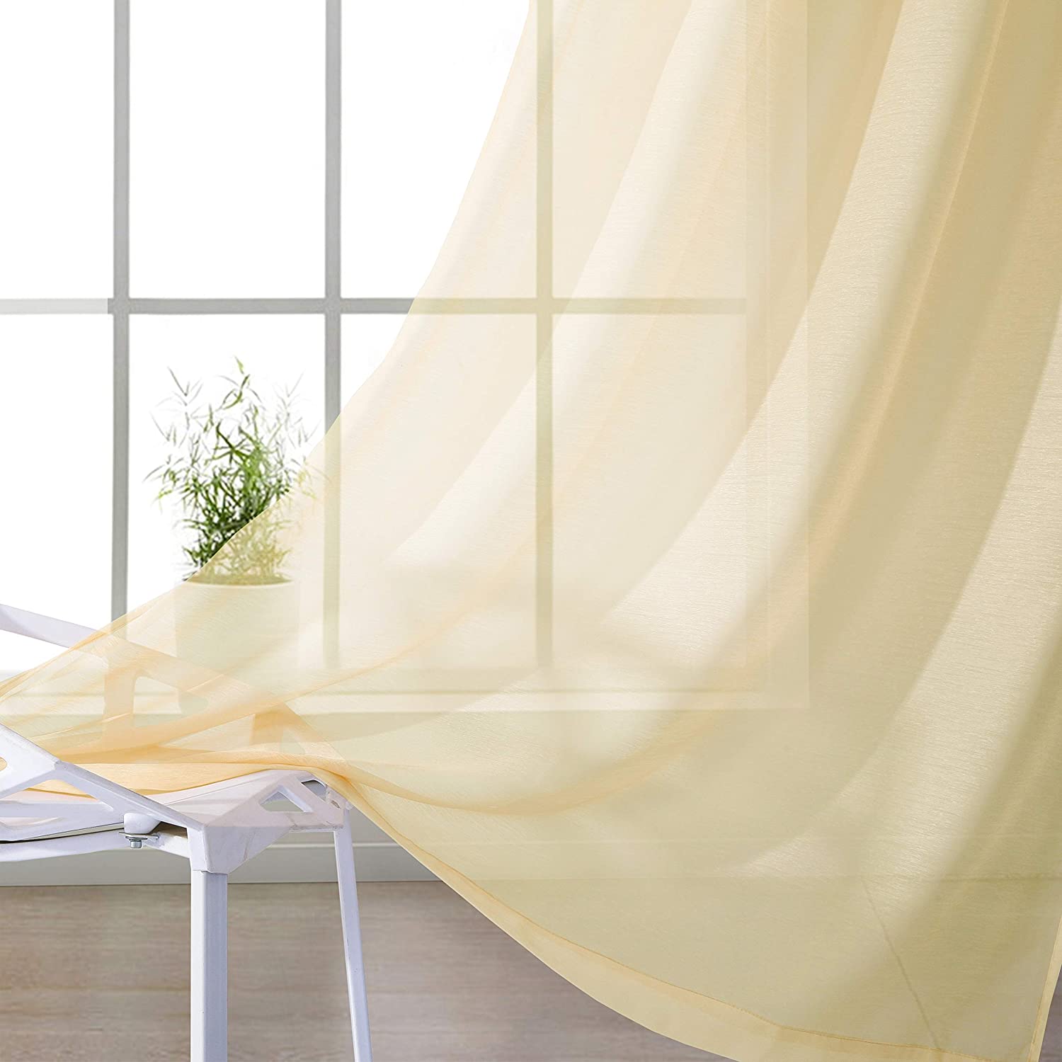 Dainty Home Malibu Solid Airy & Breathable Semi-Sheer Light Filtering Extra Wide Grommet Panel Pair