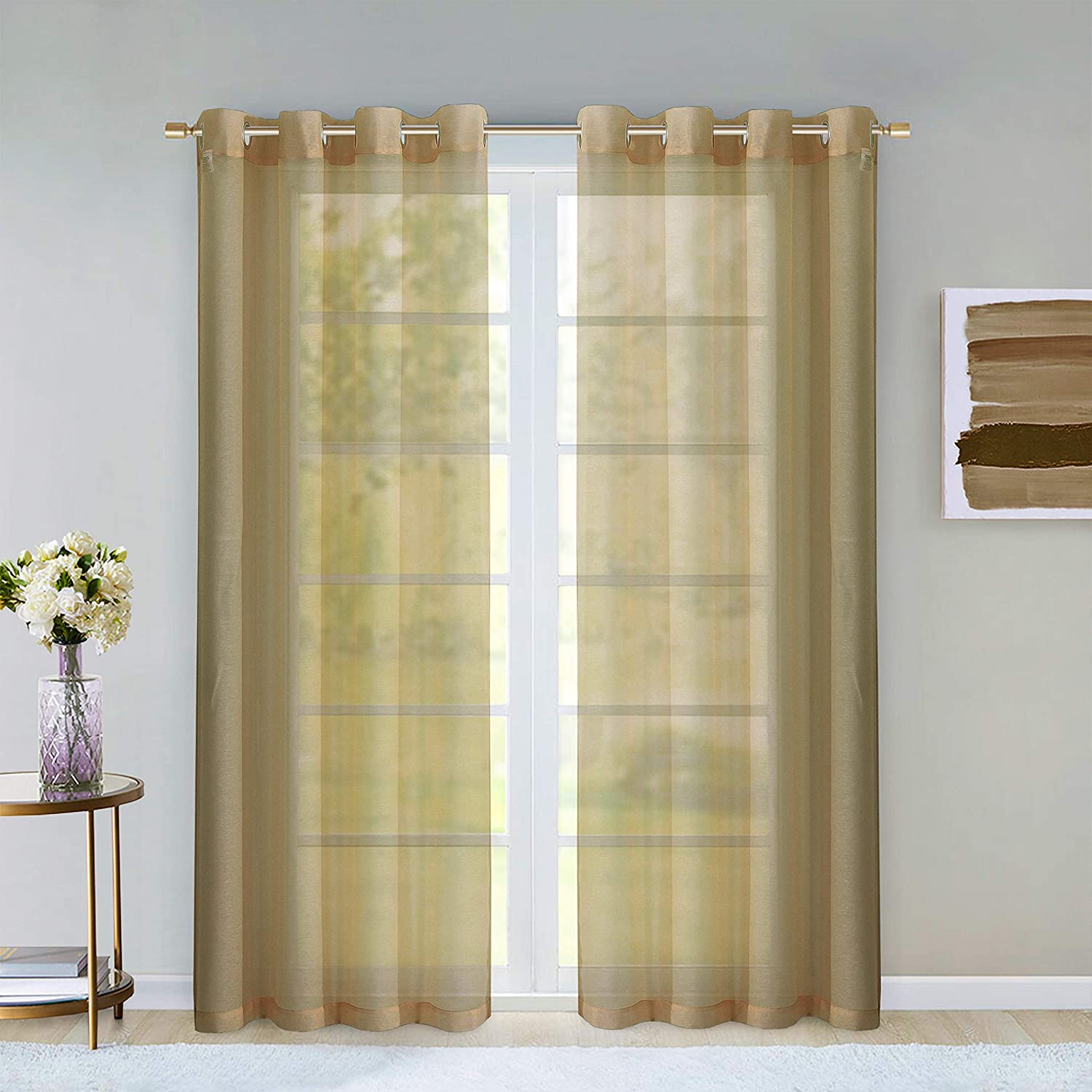 Dainty Home Malibu Solid Airy & Breathable Semi-Sheer Light Filtering Extra Wide Grommet Panel Pair