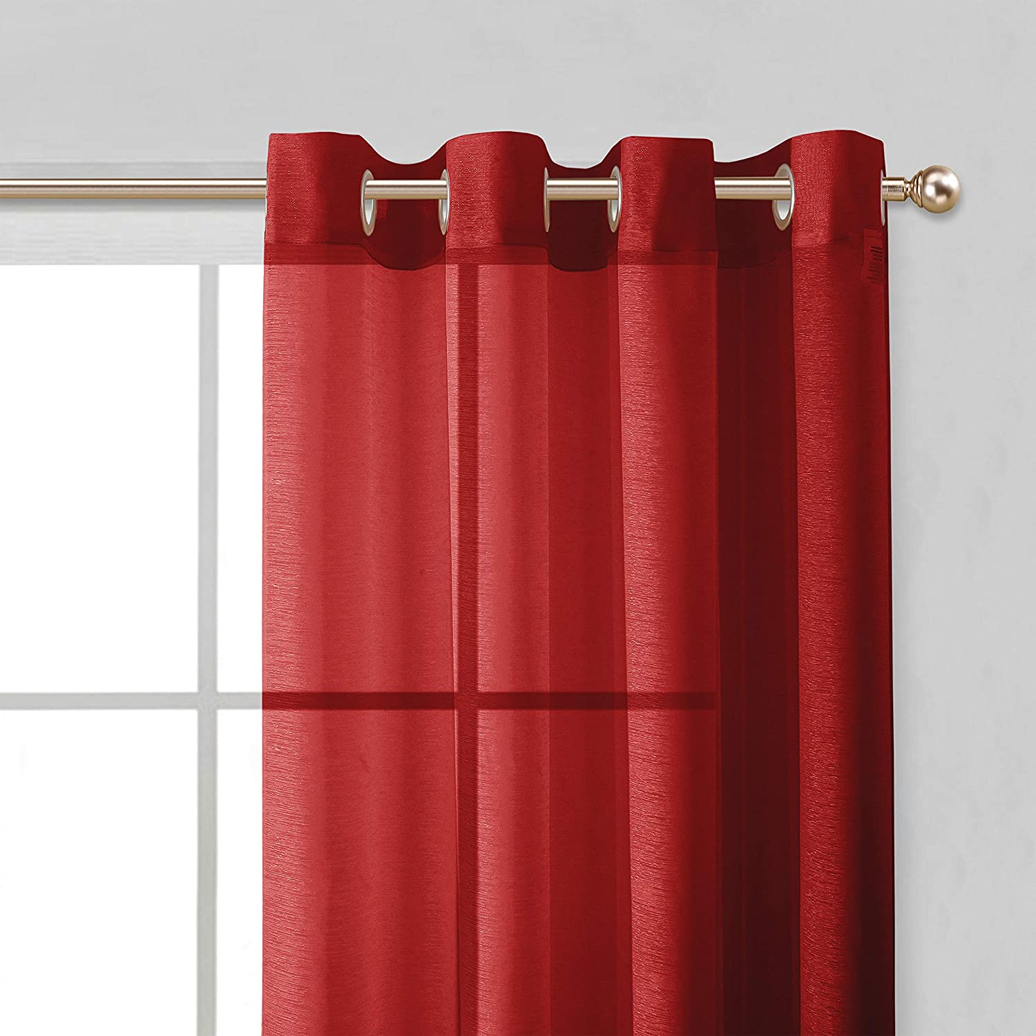 Dainty Home Malibu Solid Airy & Breathable Semi-Sheer Light Filtering Extra Wide Grommet Set Of 4 Window Panels