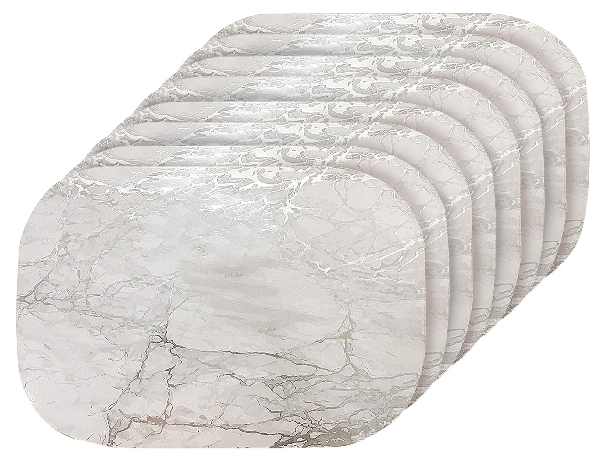 Dainty Home Marble Cork Foil Printed Marble Granite Designed Thick Cork Textured 12" x 18" Oval Placemats