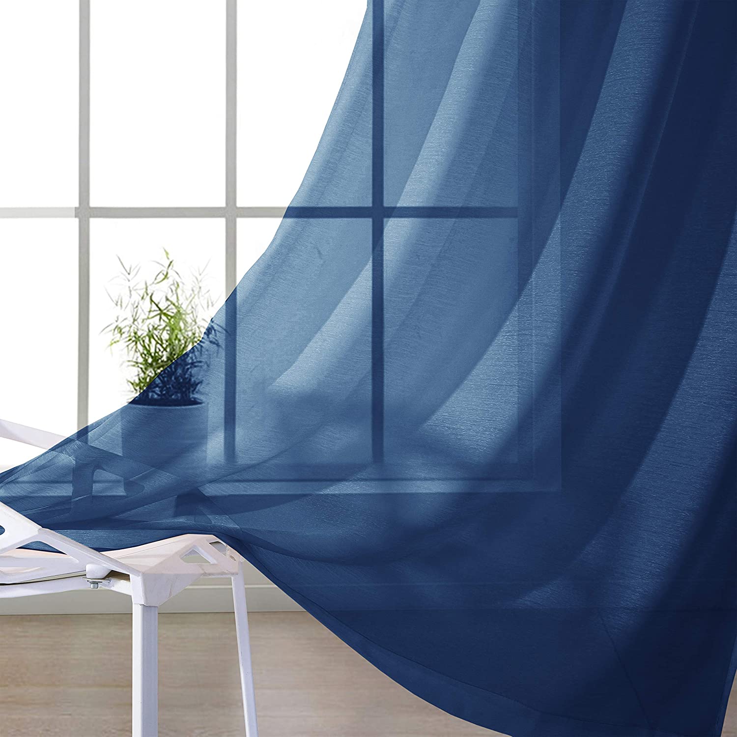 Dainty Home Malibu Solid Airy & Breathable Semi-Sheer Light Filtering Extra Wide Grommet Panel Pair