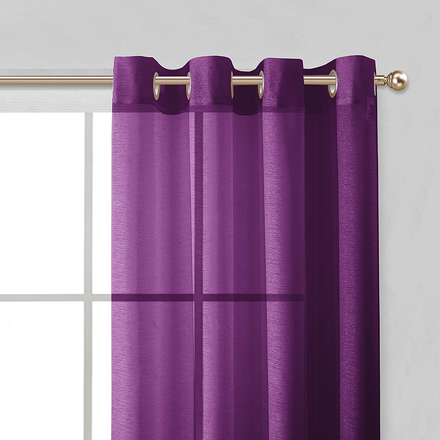 Dainty Home Malibu Solid Airy & Breathable Semi-Sheer Light Filtering Extra Wide Grommet Panel Pair